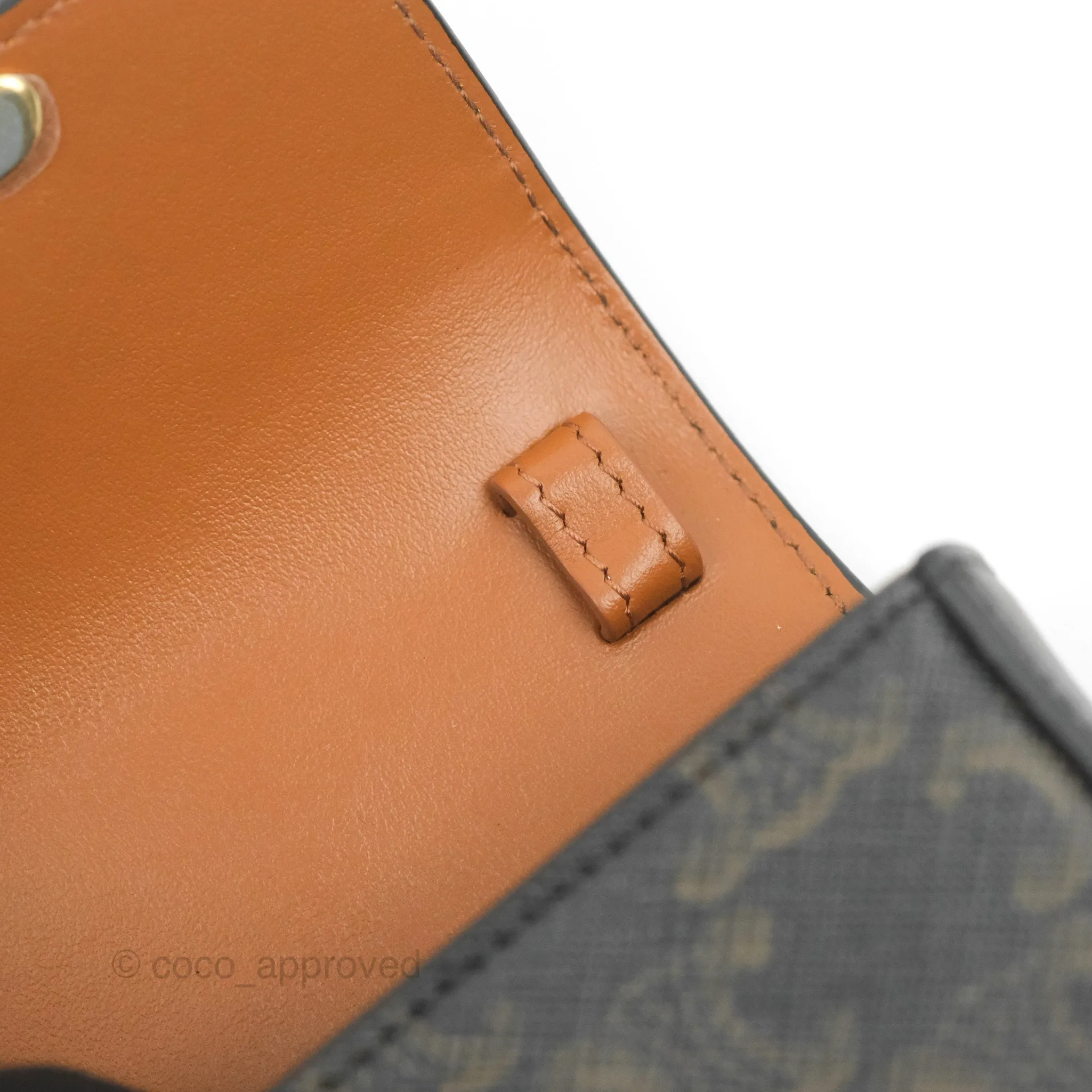 Celine Mini Triomphe Canvas Tan Calfskin