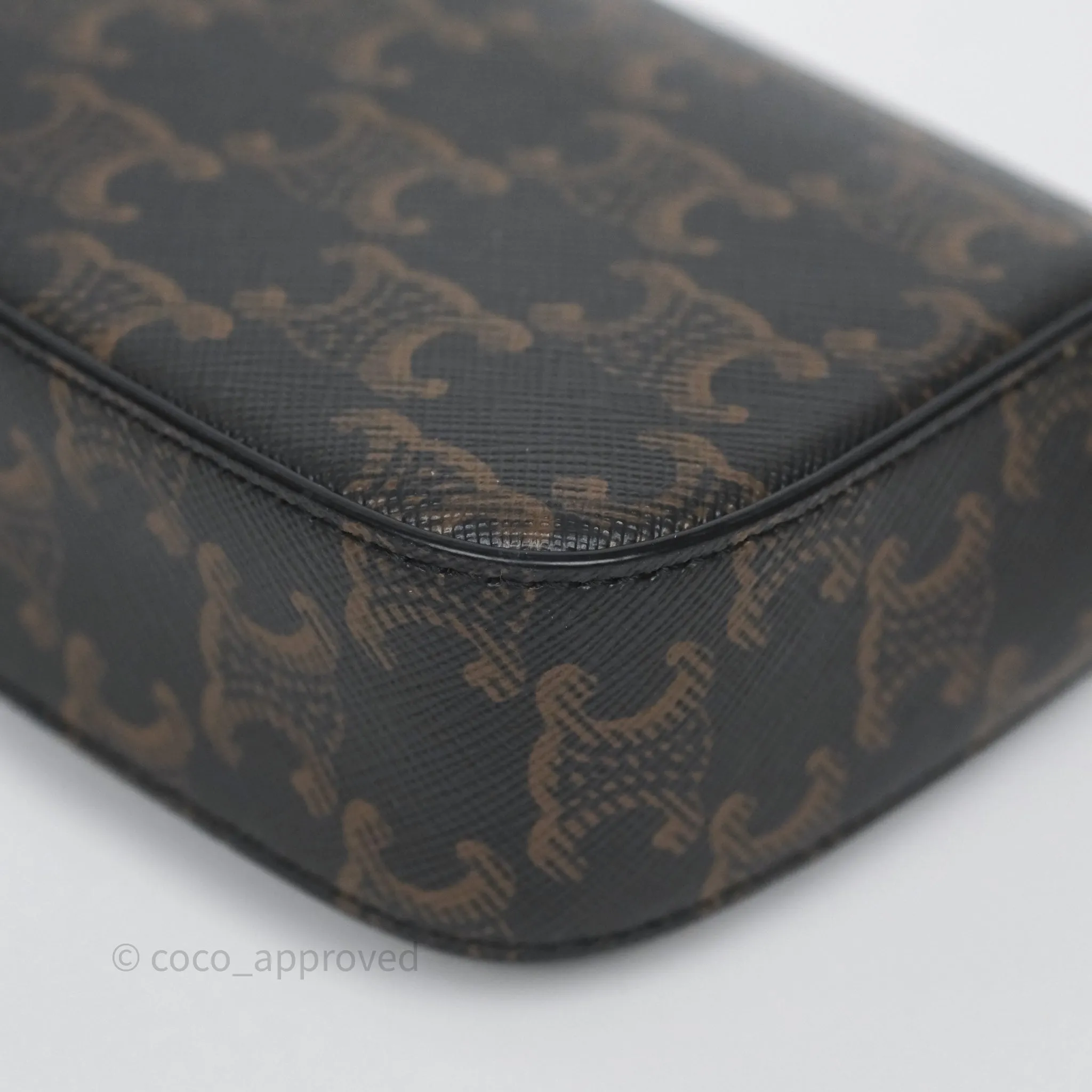 Celine Mini Triomphe Canvas Tan Calfskin