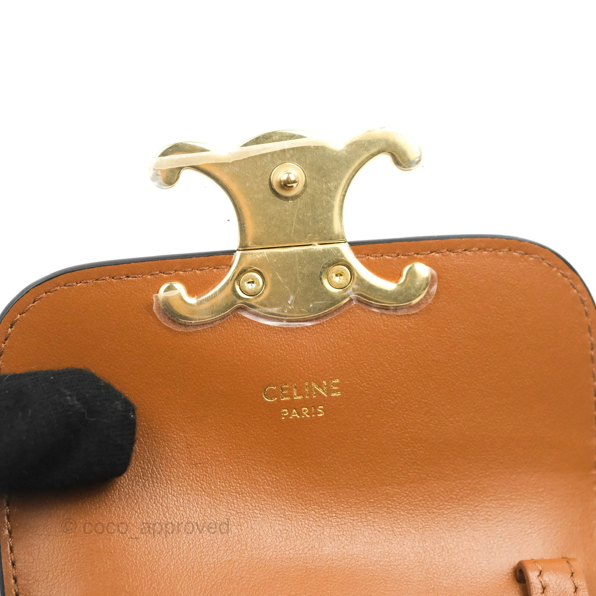 Celine Mini Triomphe Canvas Tan Calfskin
