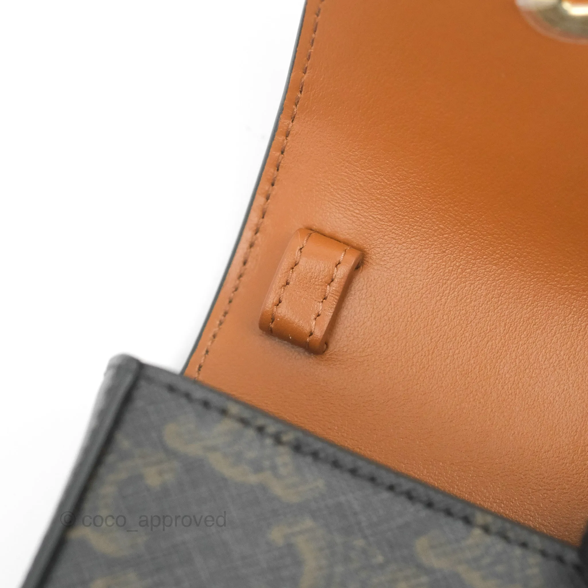 Celine Mini Triomphe Canvas Tan Calfskin