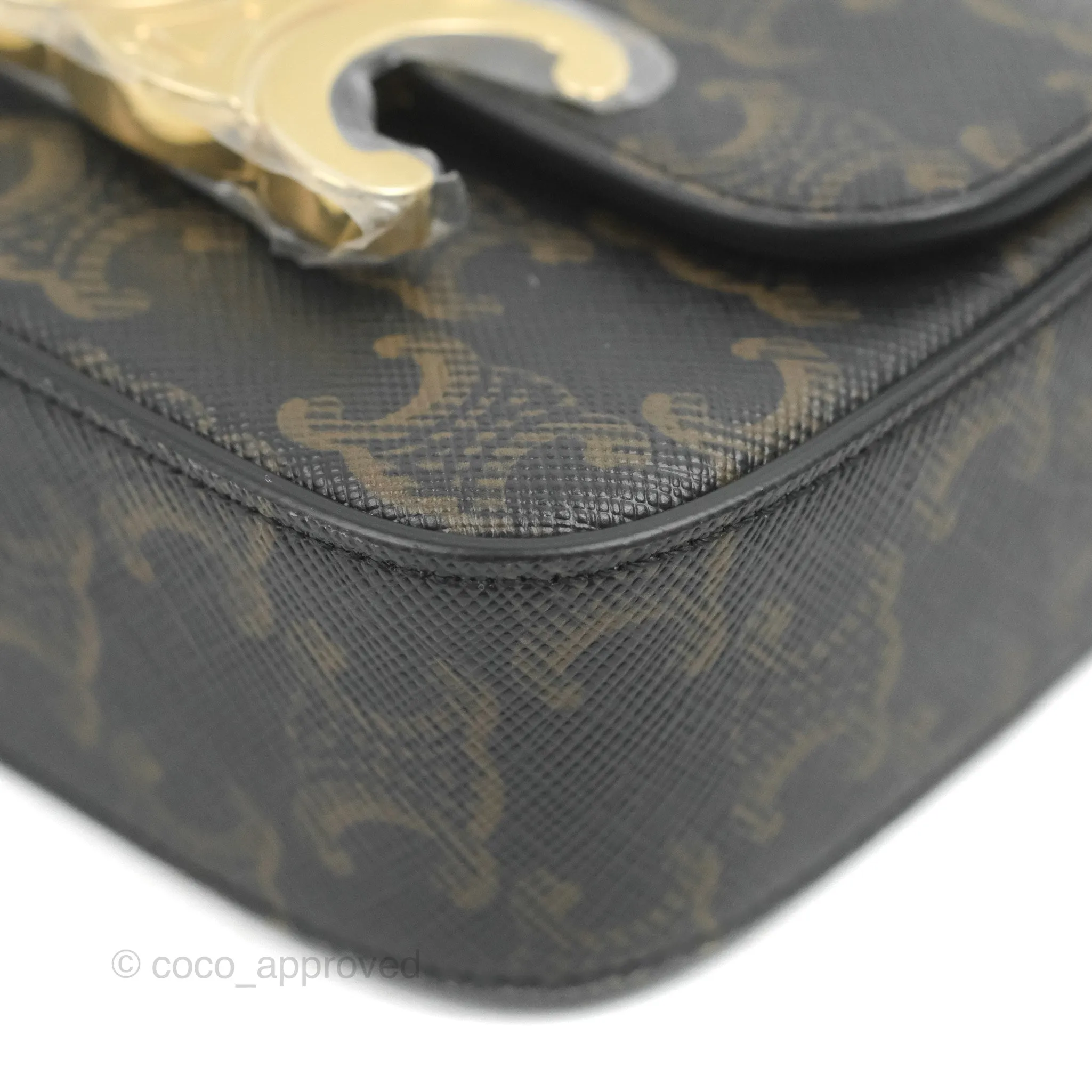 Celine Mini Triomphe Canvas Tan Calfskin