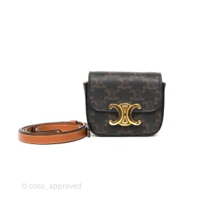 Celine Mini Triomphe Canvas Tan Calfskin