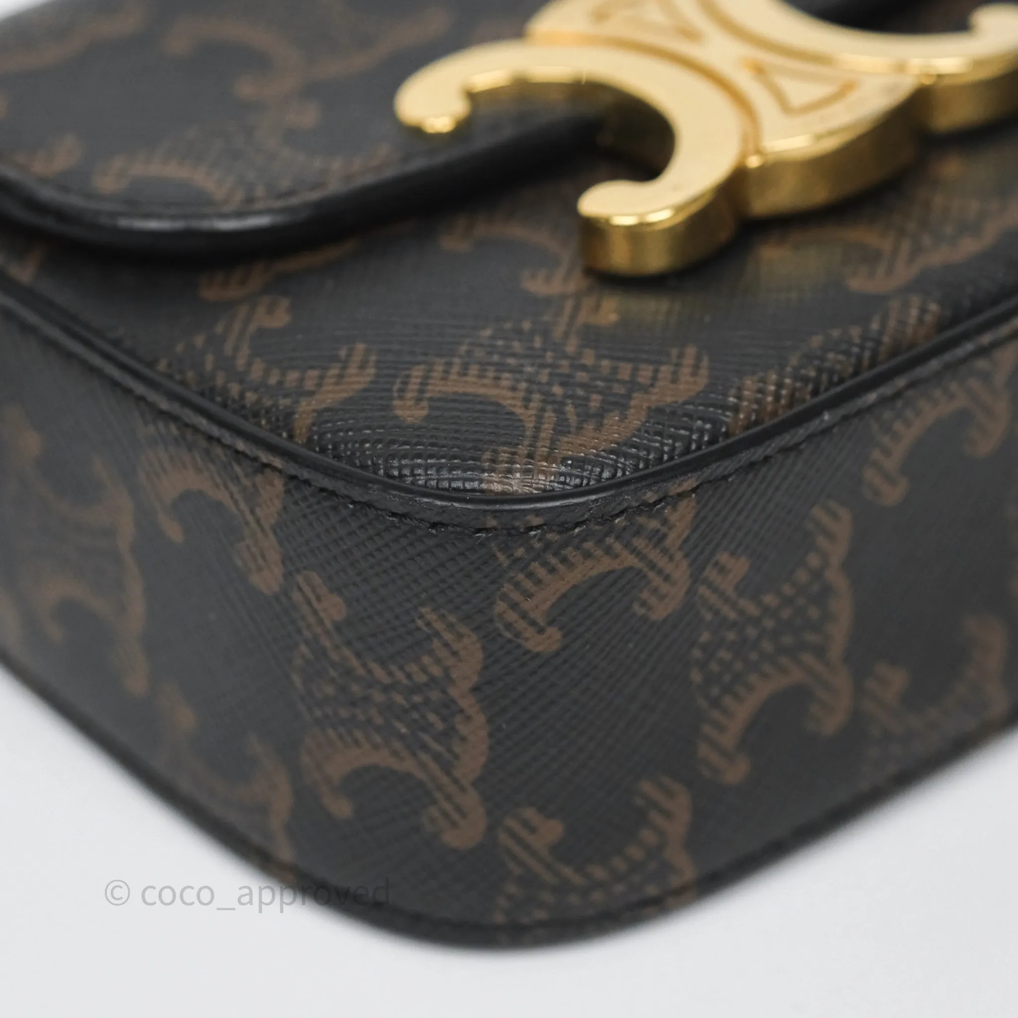 Celine Mini Triomphe Canvas Tan Calfskin