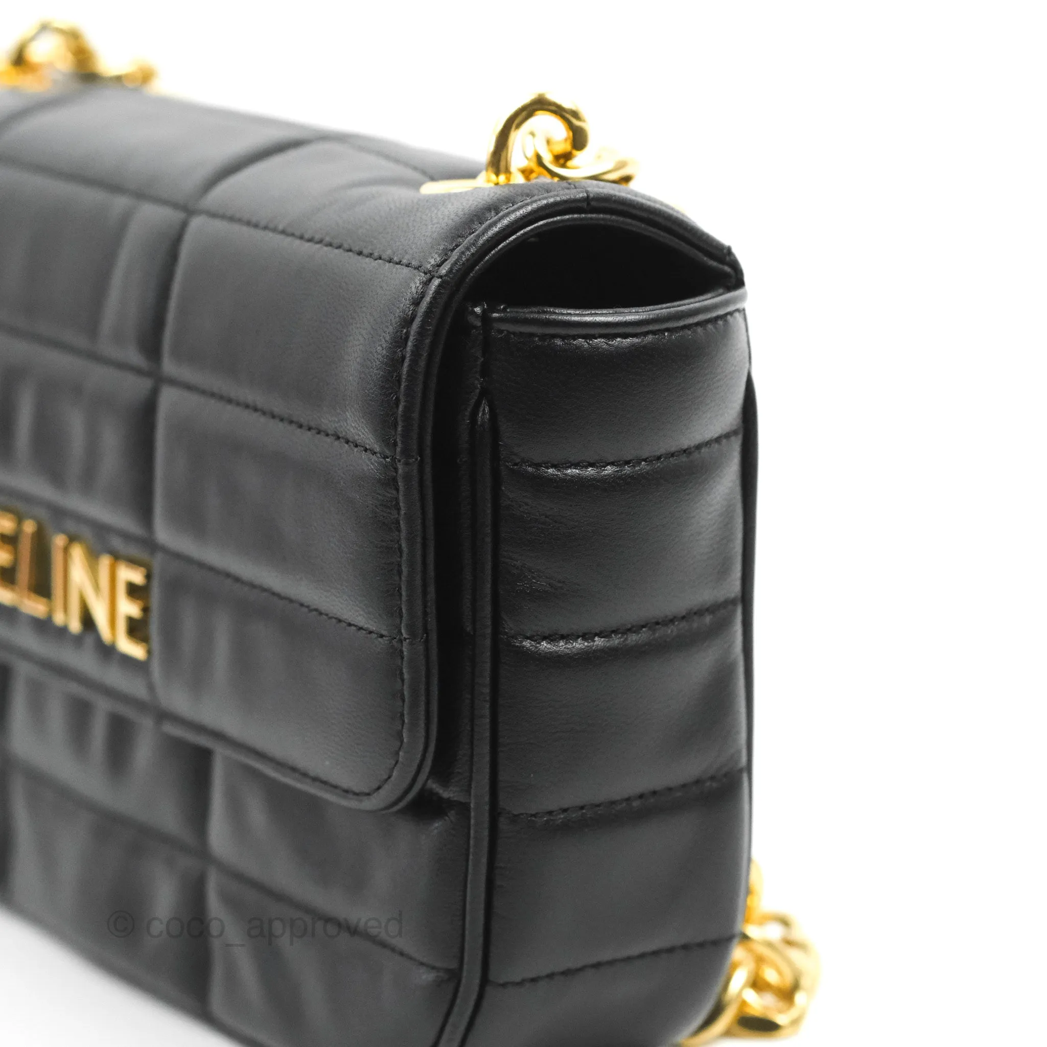 Celine Monochrome Quilted Goatskin Matelasse Black Gold Hardware