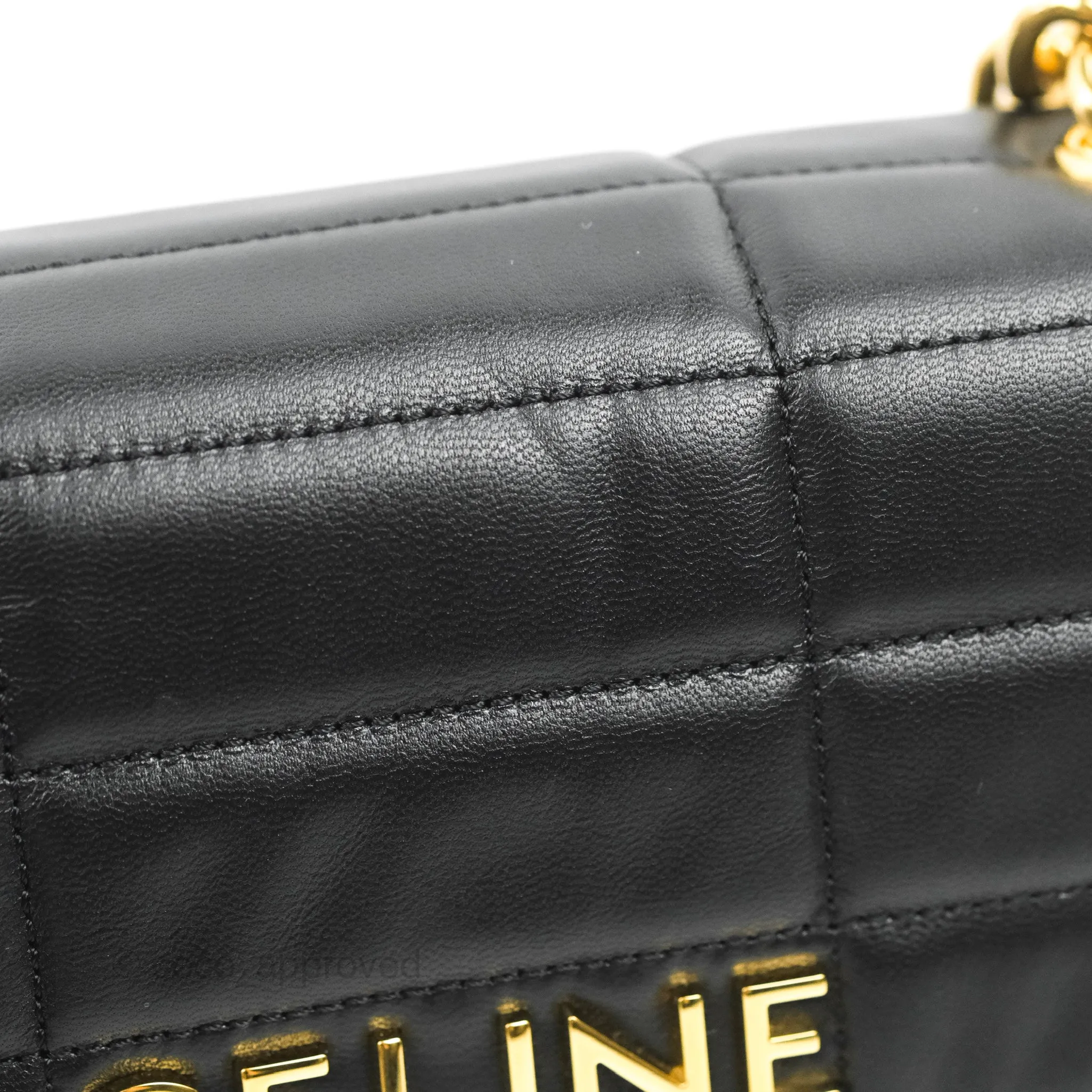Celine Monochrome Quilted Goatskin Matelasse Black Gold Hardware