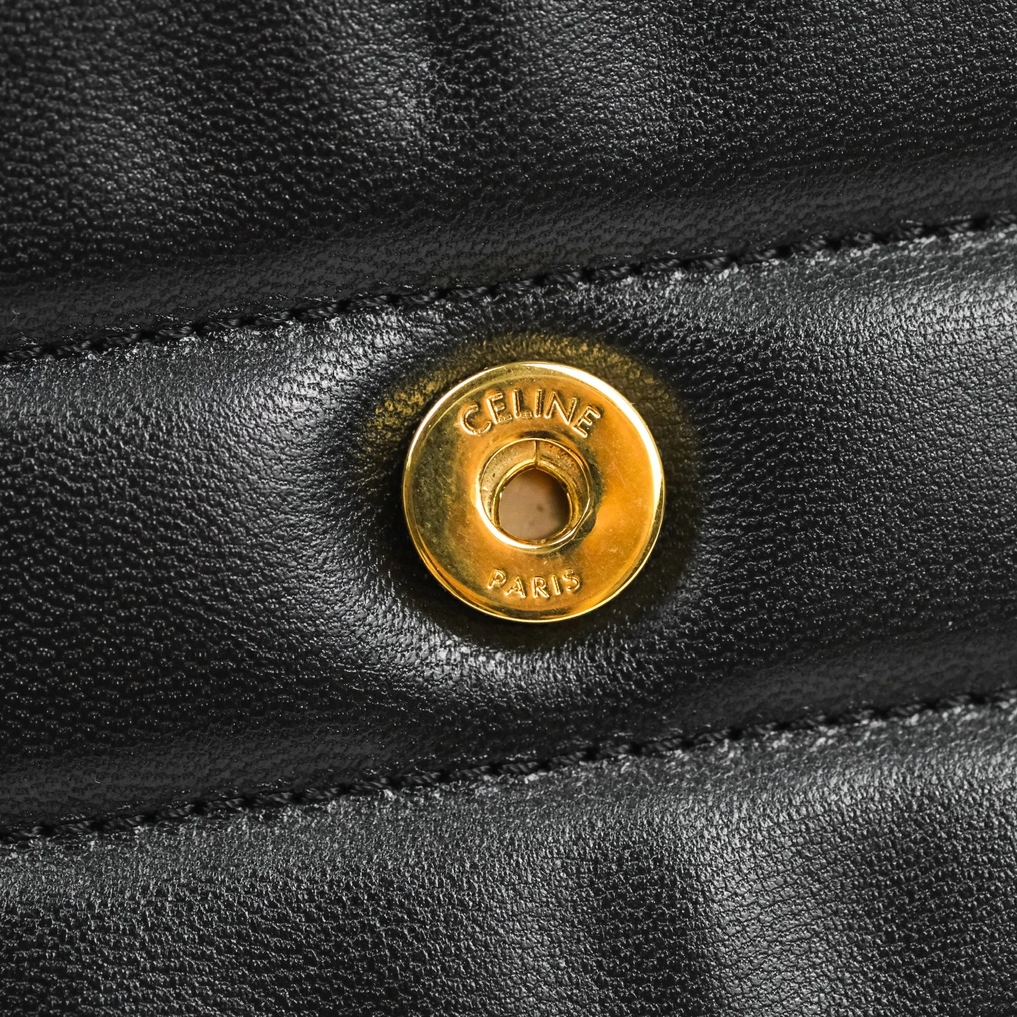 Celine Monochrome Quilted Goatskin Matelasse Black Gold Hardware