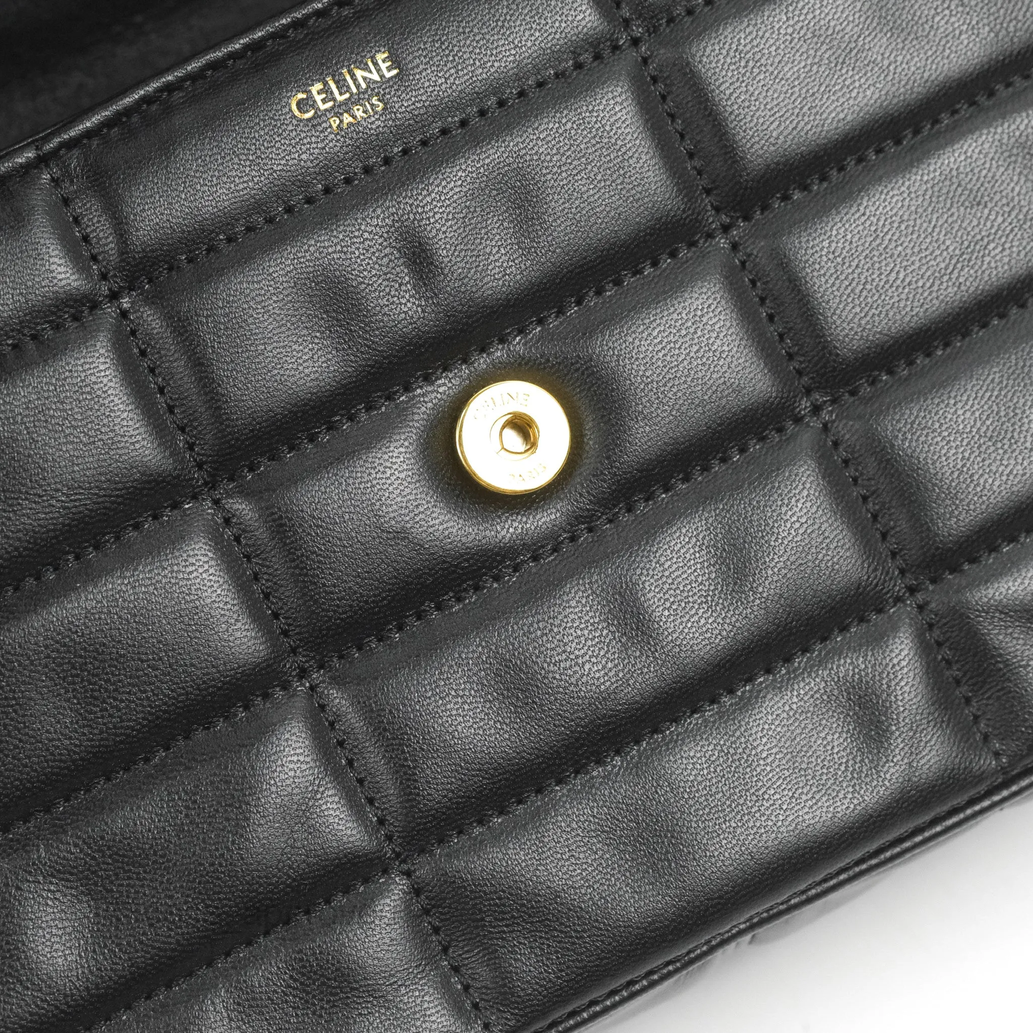 Celine Monochrome Quilted Goatskin Matelasse Black Gold Hardware