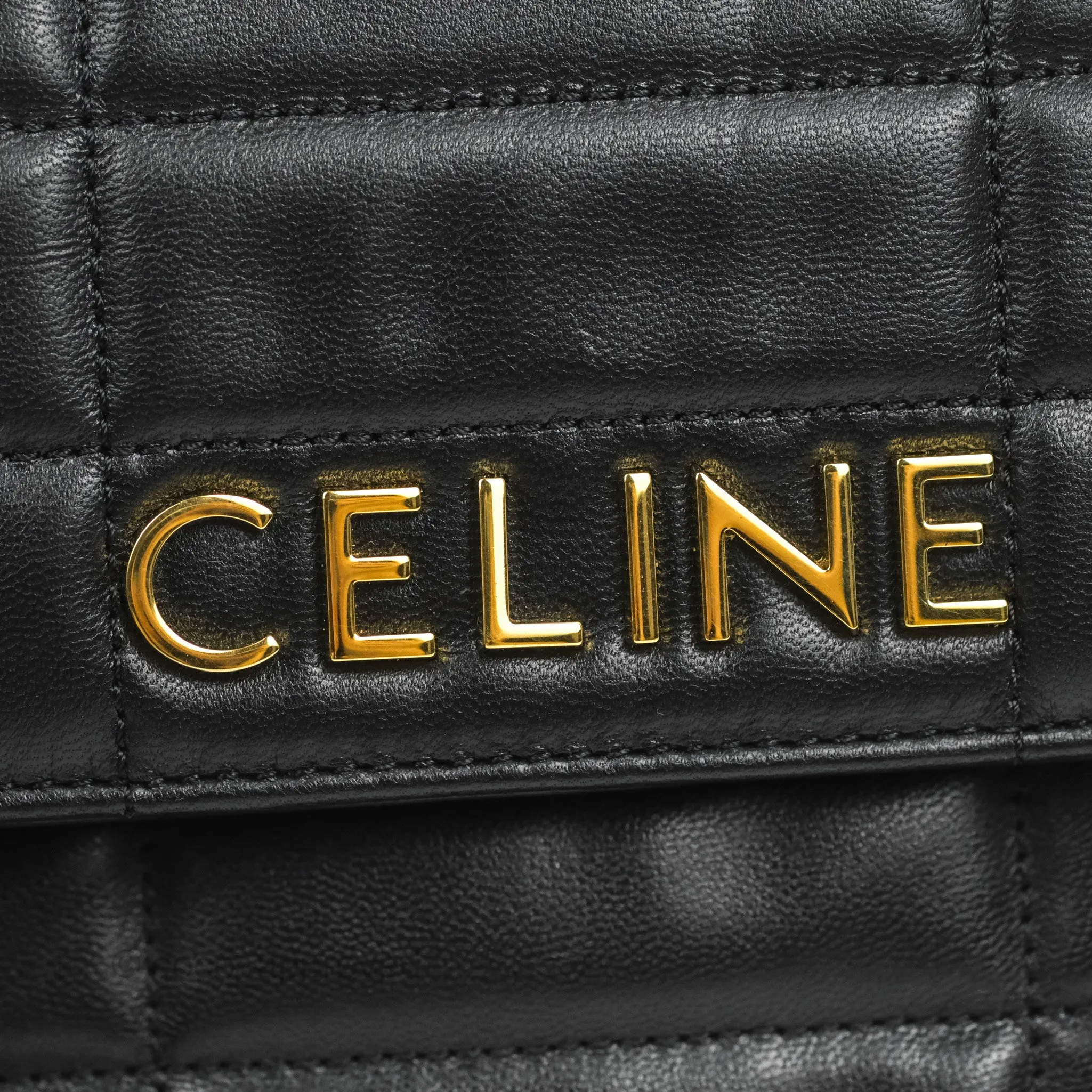 Celine Monochrome Quilted Goatskin Matelasse Black Gold Hardware