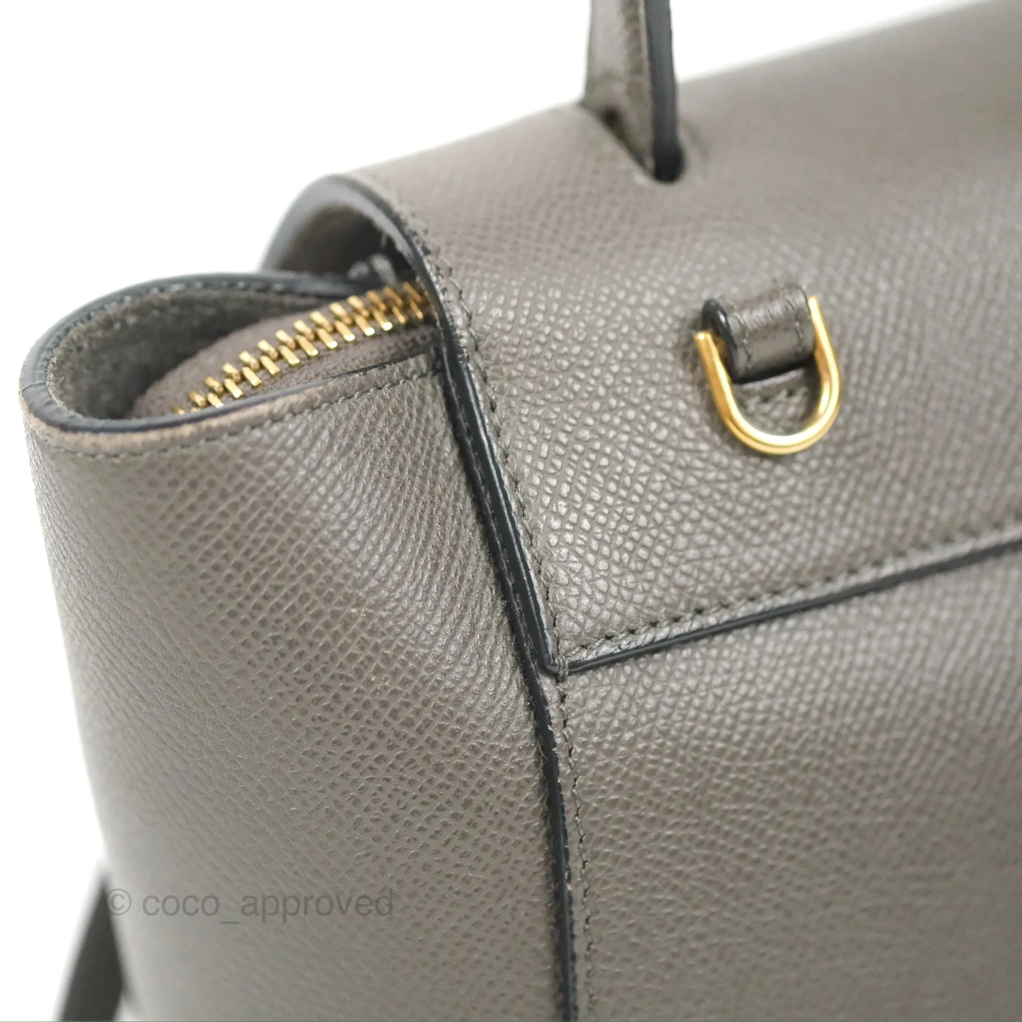 Celine Nano Belt Bag Grey Grained Calfskin Gold Hardware