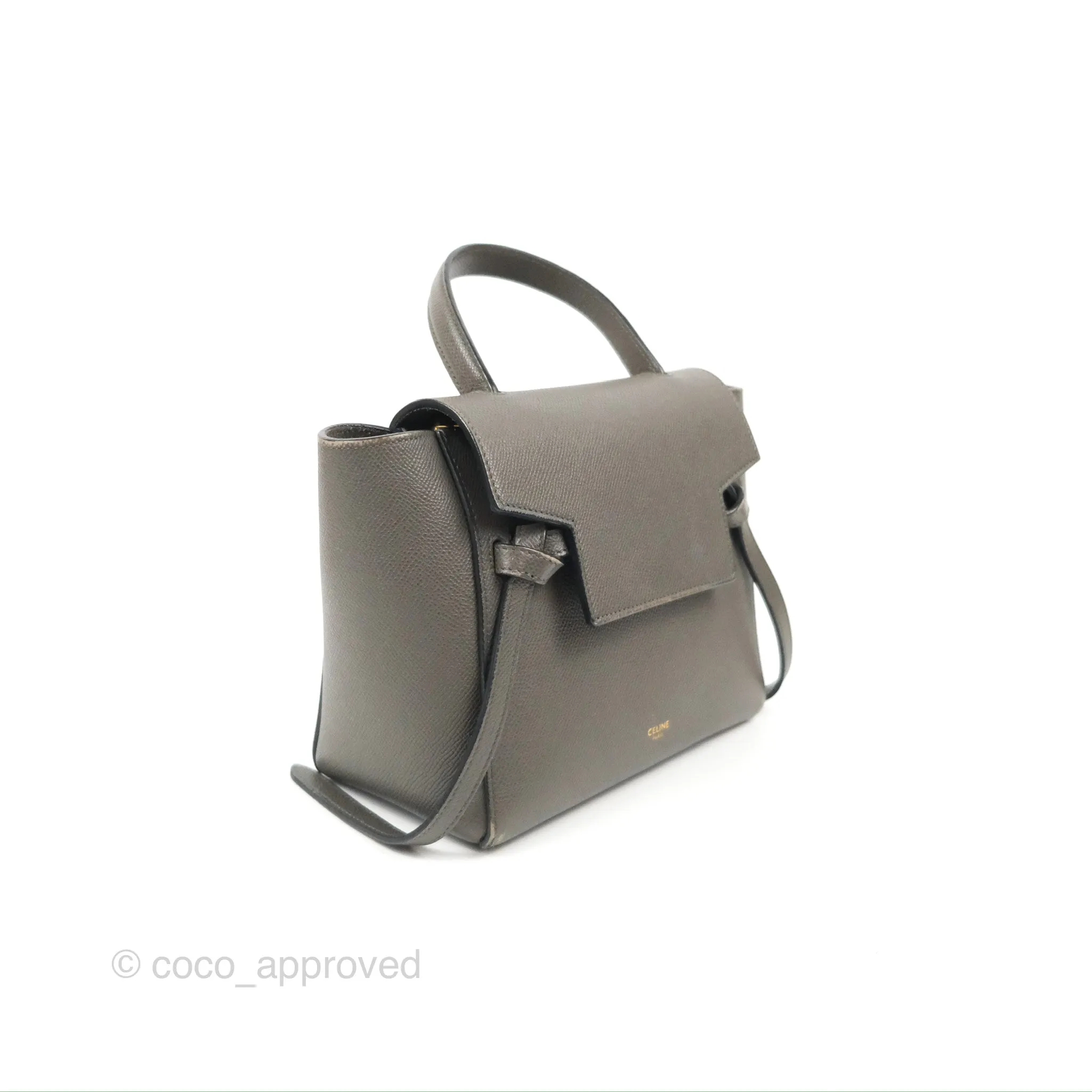 Celine Nano Belt Bag Grey Grained Calfskin Gold Hardware
