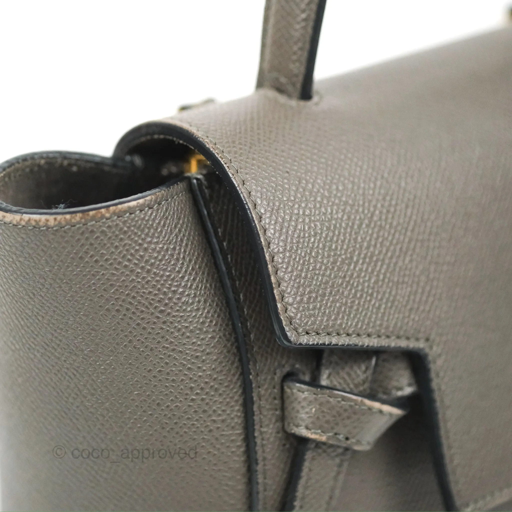 Celine Nano Belt Bag Grey Grained Calfskin Gold Hardware