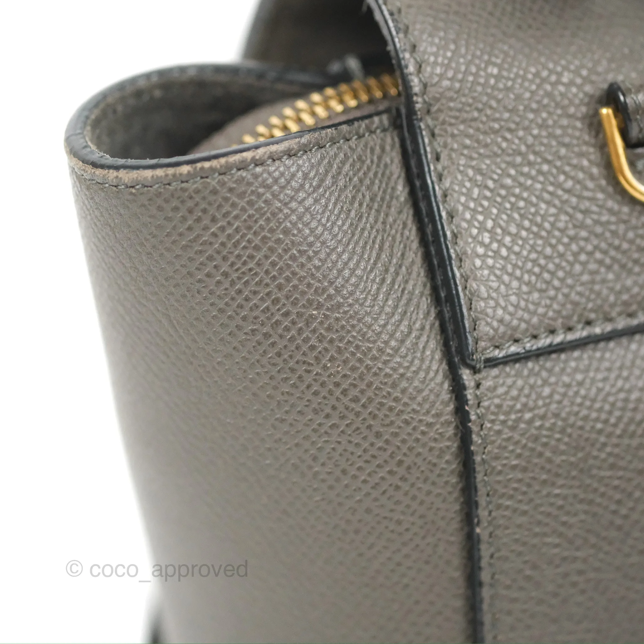 Celine Nano Belt Bag Grey Grained Calfskin Gold Hardware