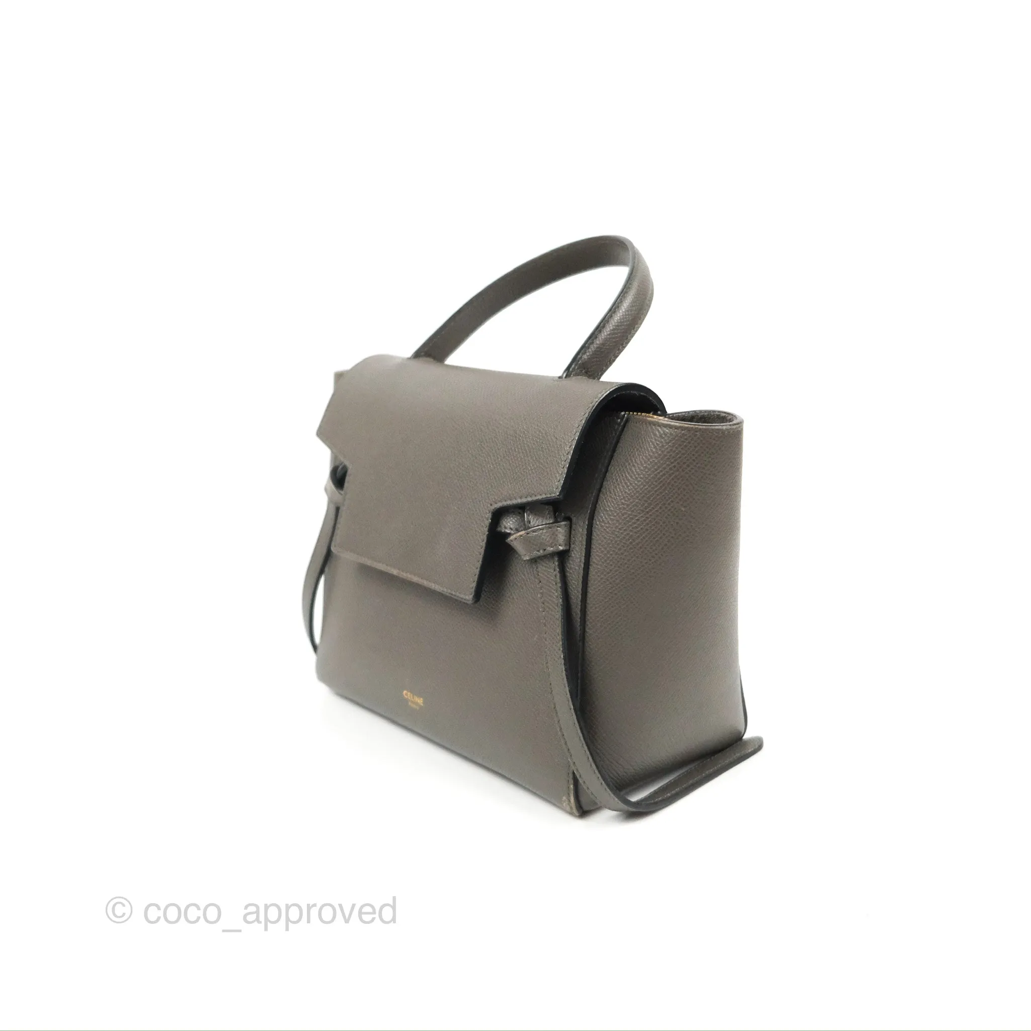 Celine Nano Belt Bag Grey Grained Calfskin Gold Hardware