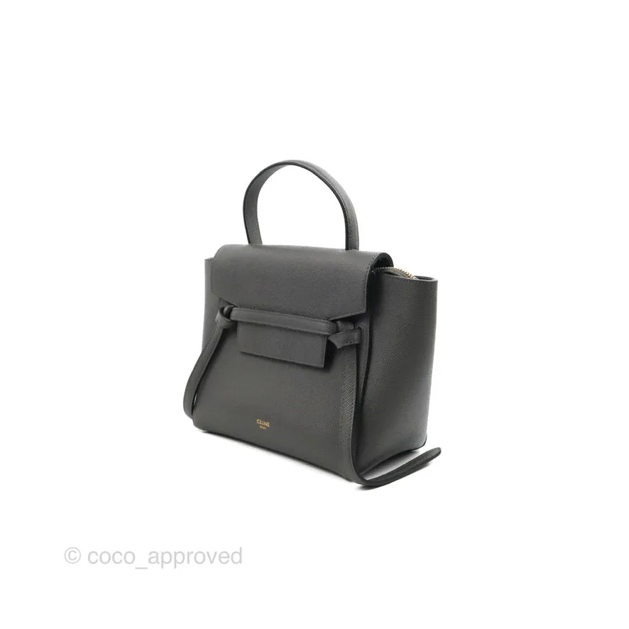 Celine Nano Belt Bag Grey Grained Calfskin Gold Hardware