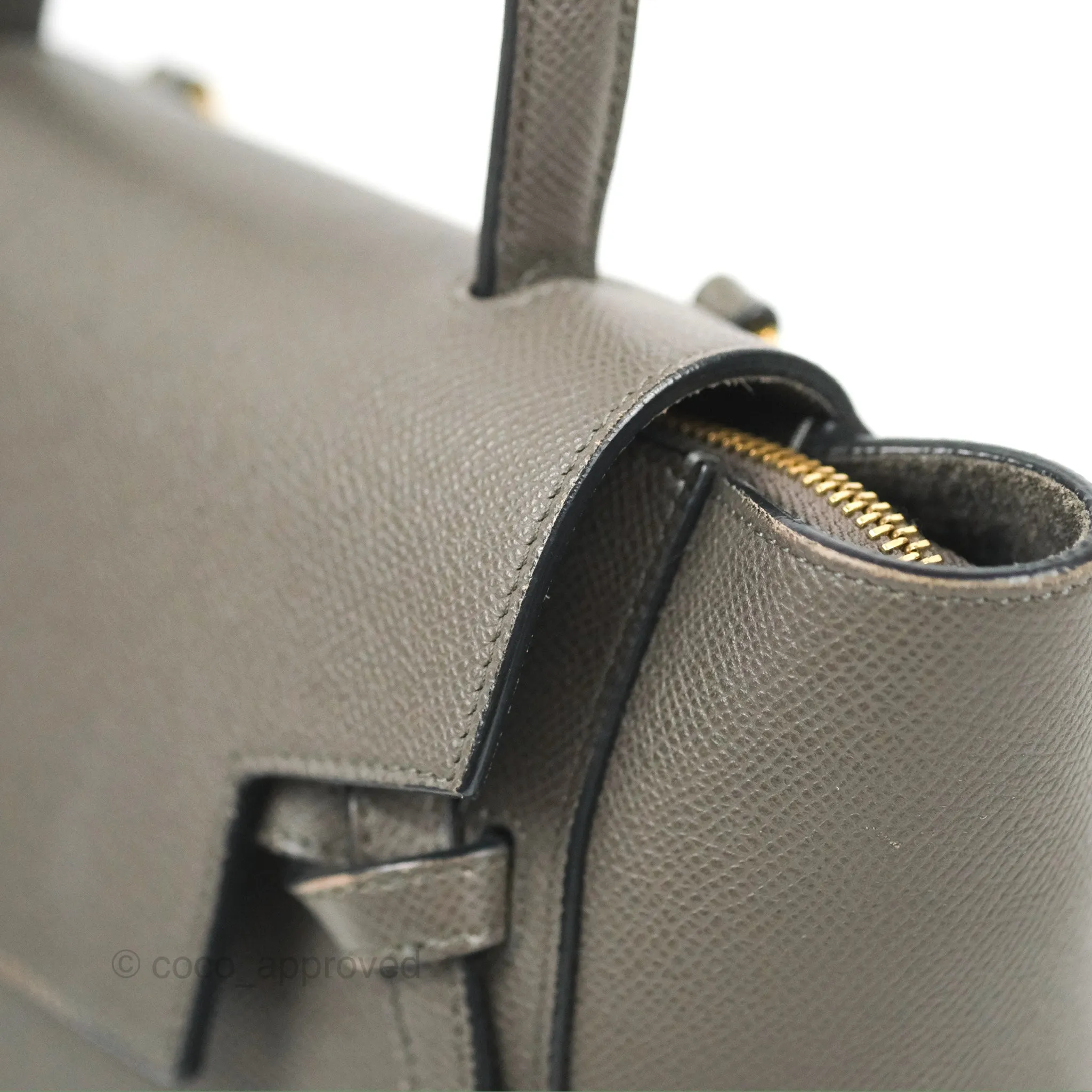 Celine Nano Belt Bag Grey Grained Calfskin Gold Hardware