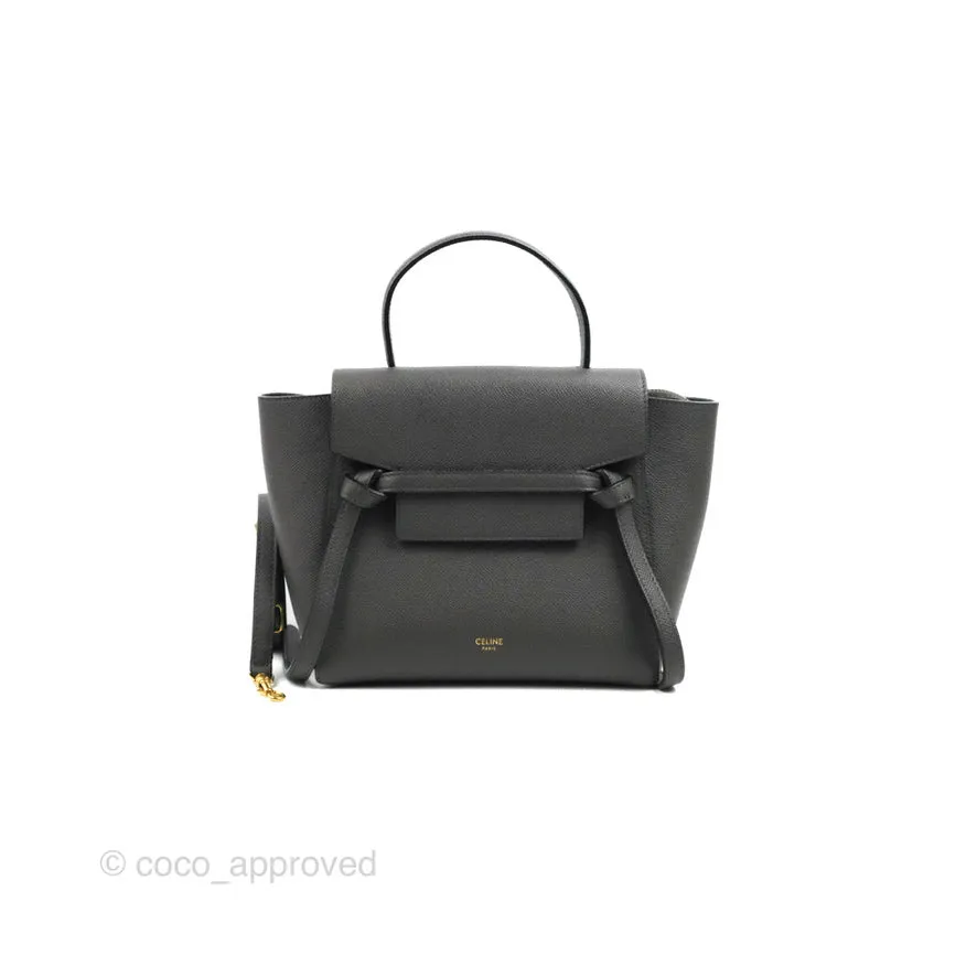 Celine Nano Belt Bag Grey Grained Calfskin Gold Hardware