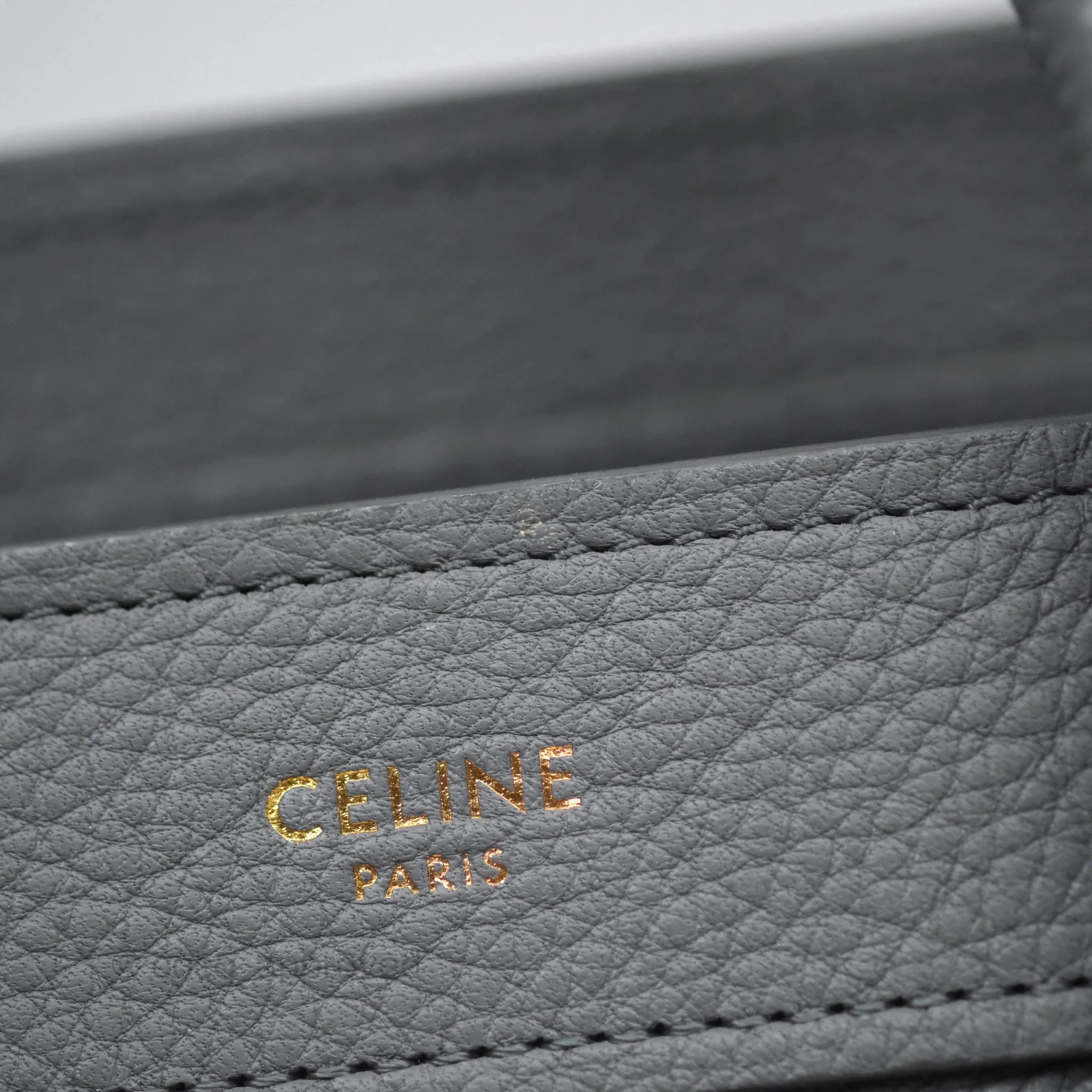 Celine Nano Luggage Bag Grey Drummed Calfskin