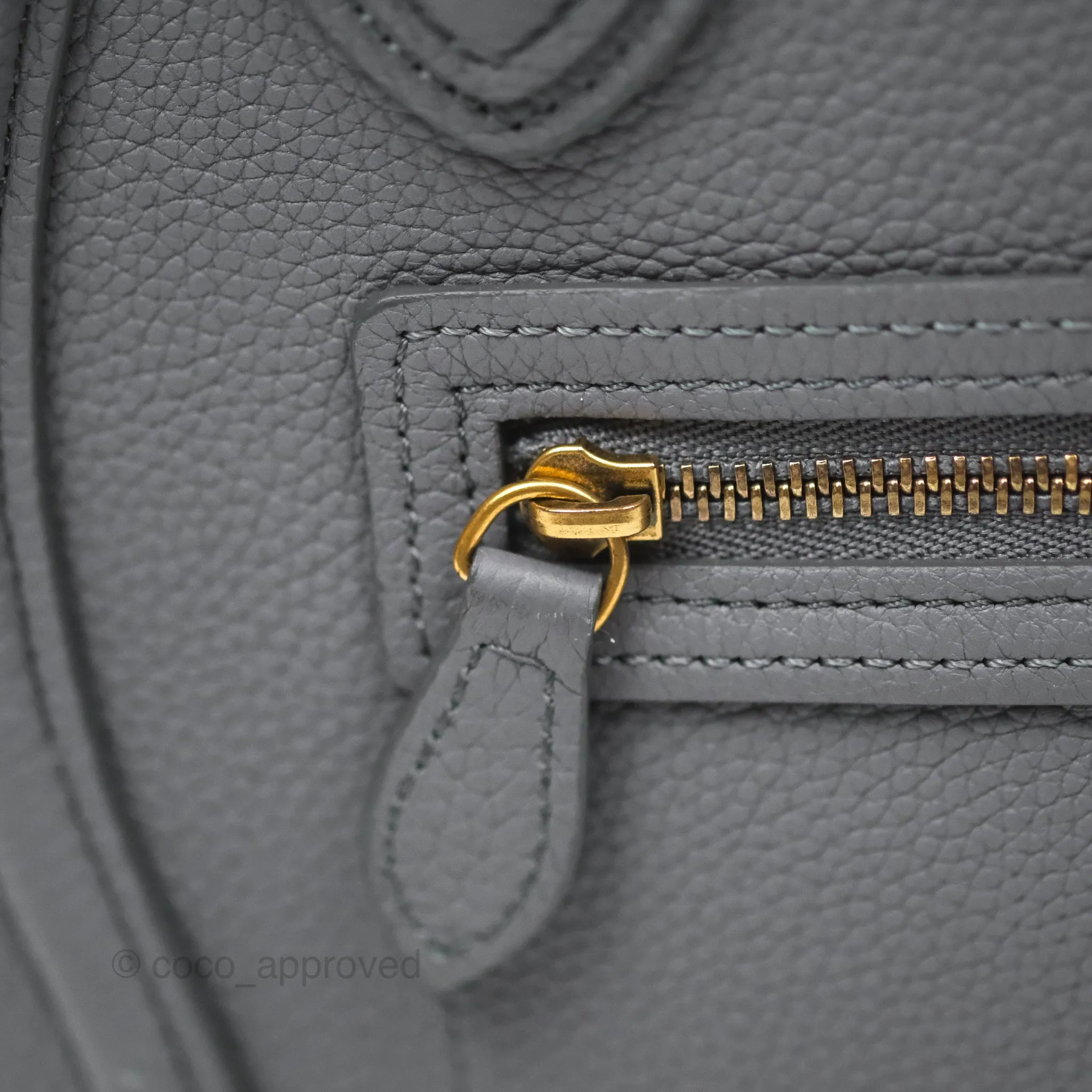 Celine Nano Luggage Bag Grey Drummed Calfskin