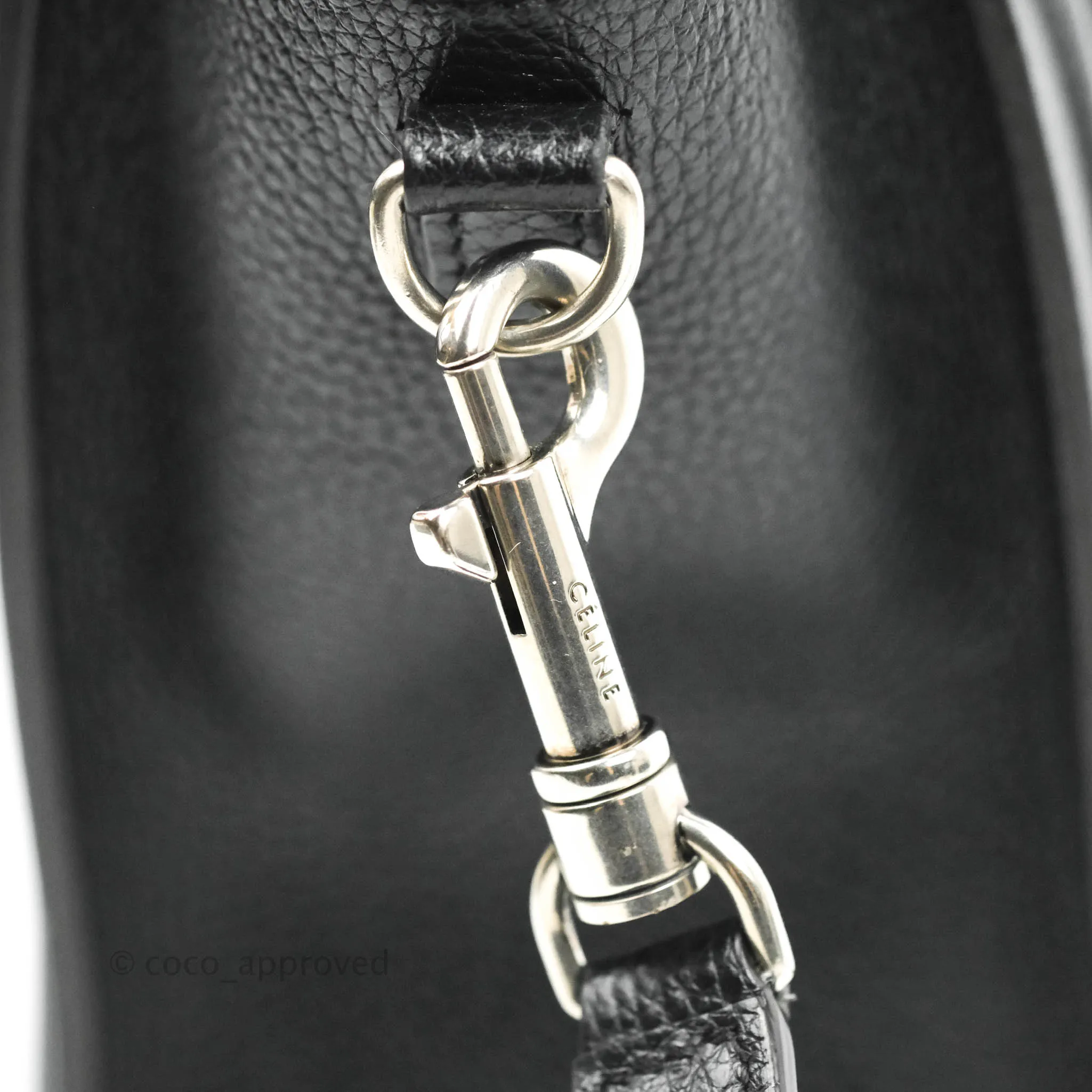 Celine Nano Luggage Black Drummed Calfskin Silver Hardware