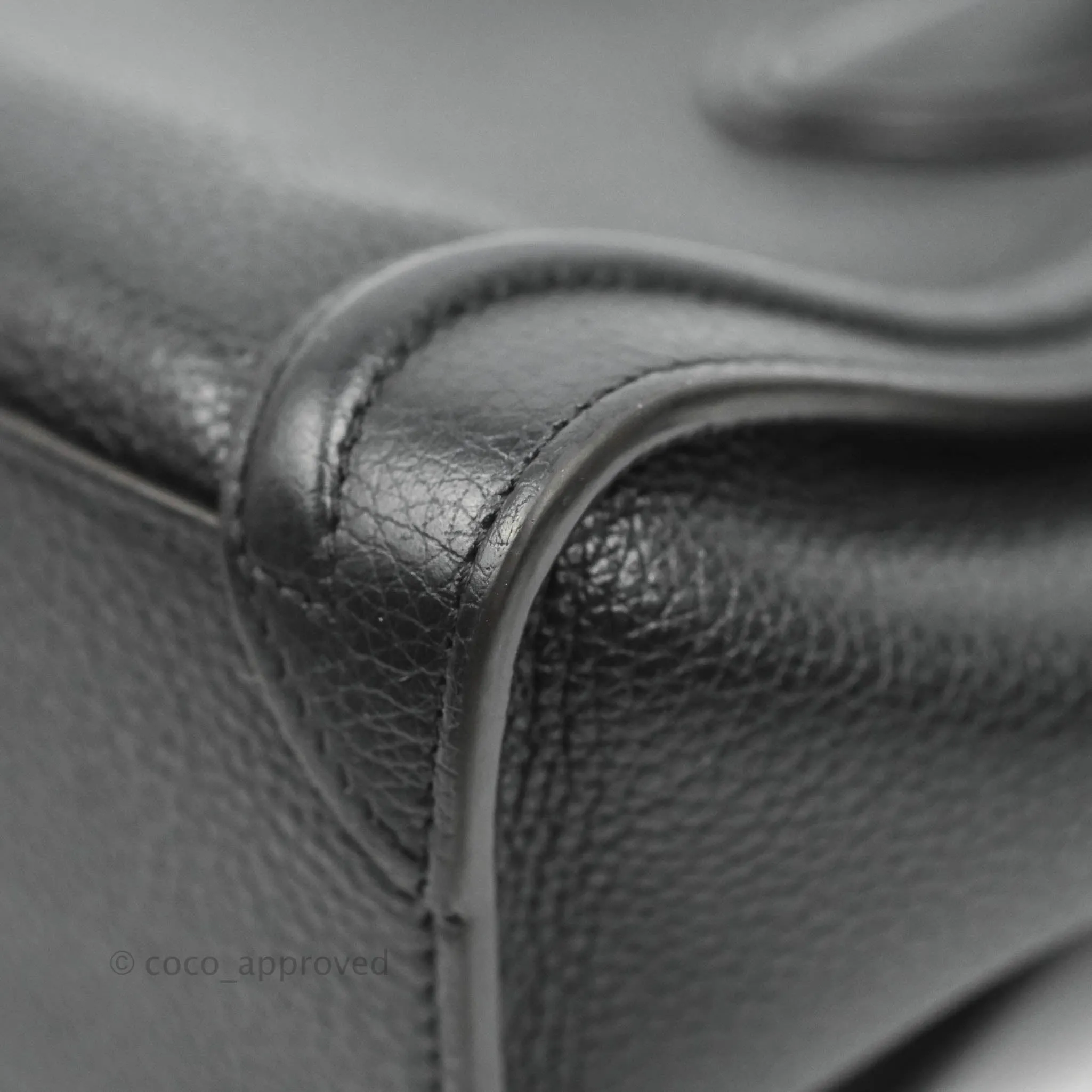 Celine Nano Luggage Black Drummed Calfskin Silver Hardware