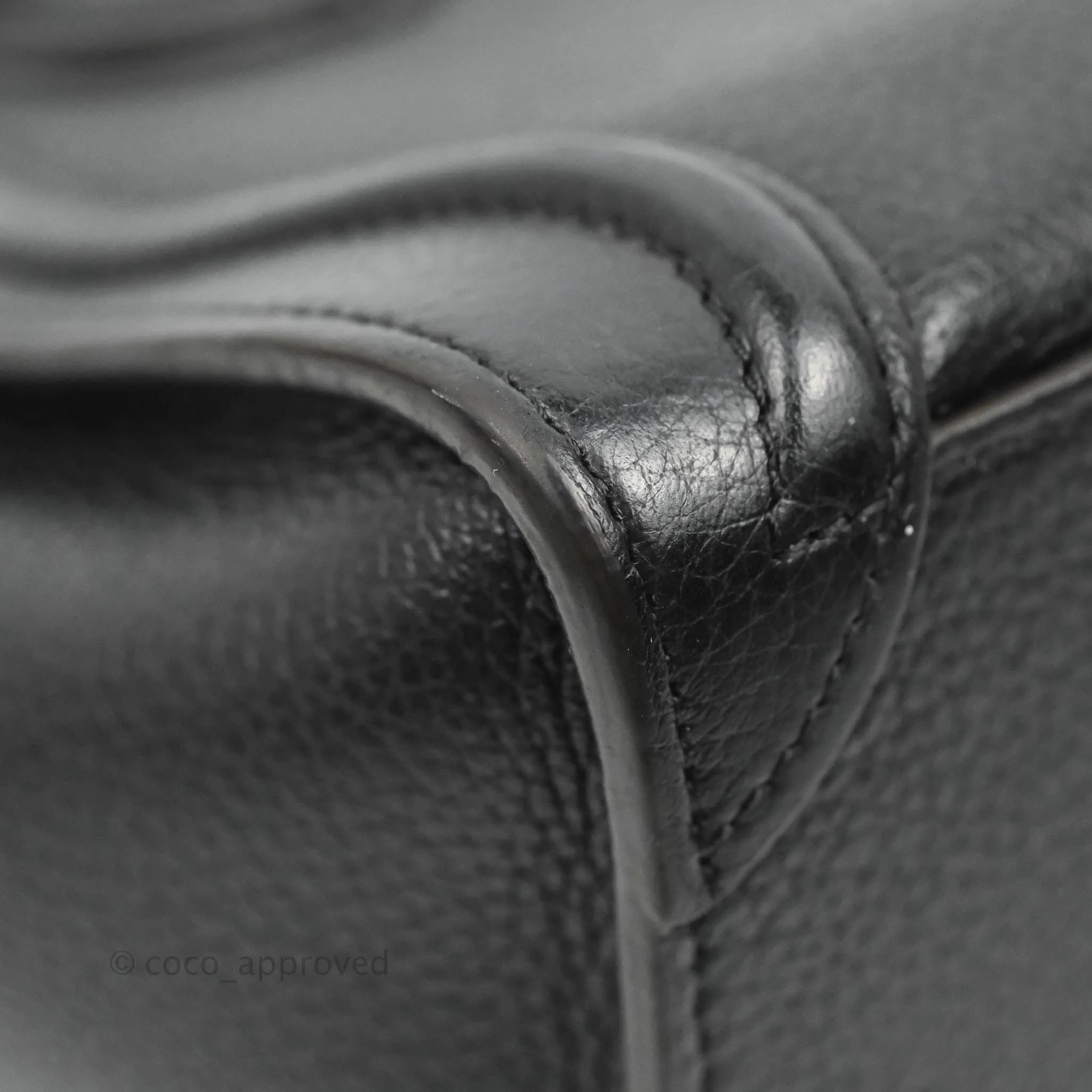Celine Nano Luggage Black Drummed Calfskin Silver Hardware