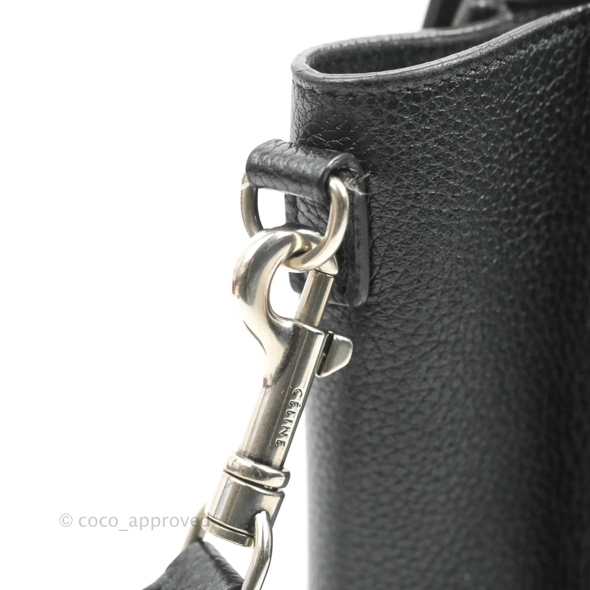 Celine Nano Luggage Black Drummed Calfskin Silver Hardware