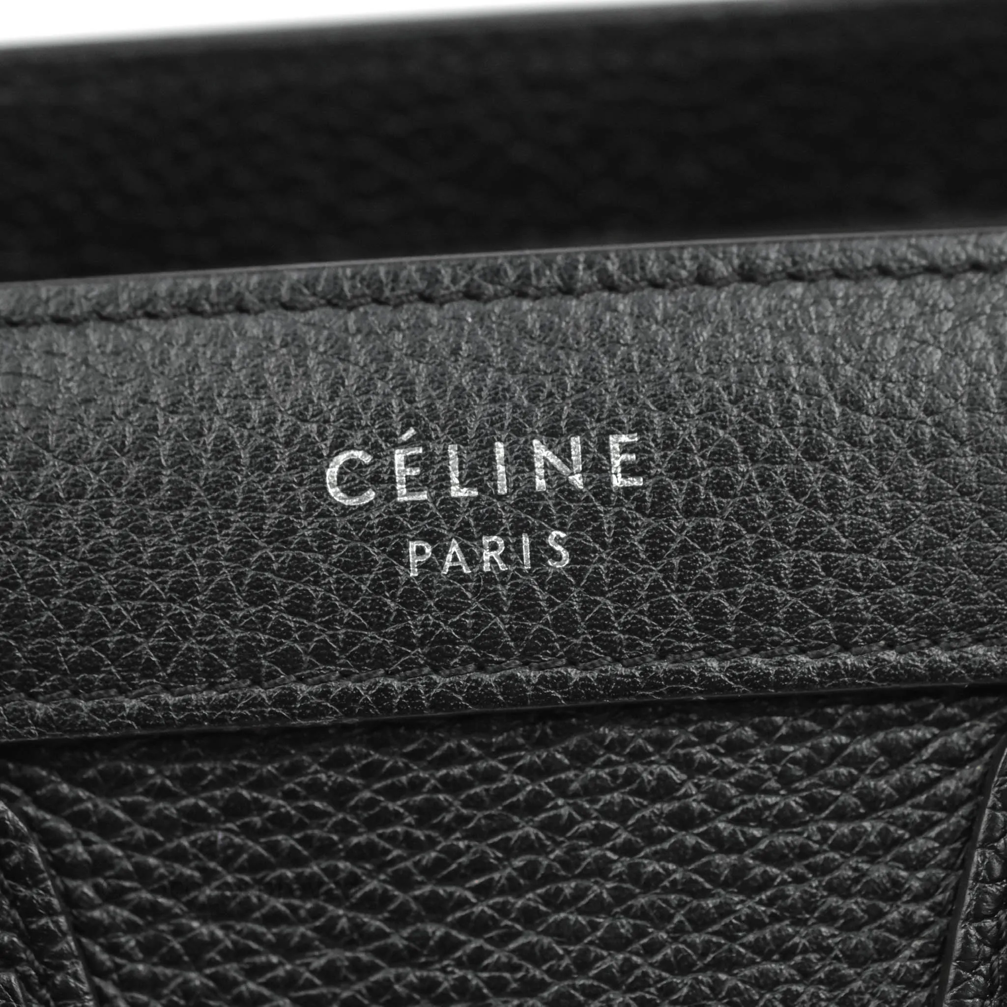 Celine Nano Luggage Black Drummed Calfskin Silver Hardware