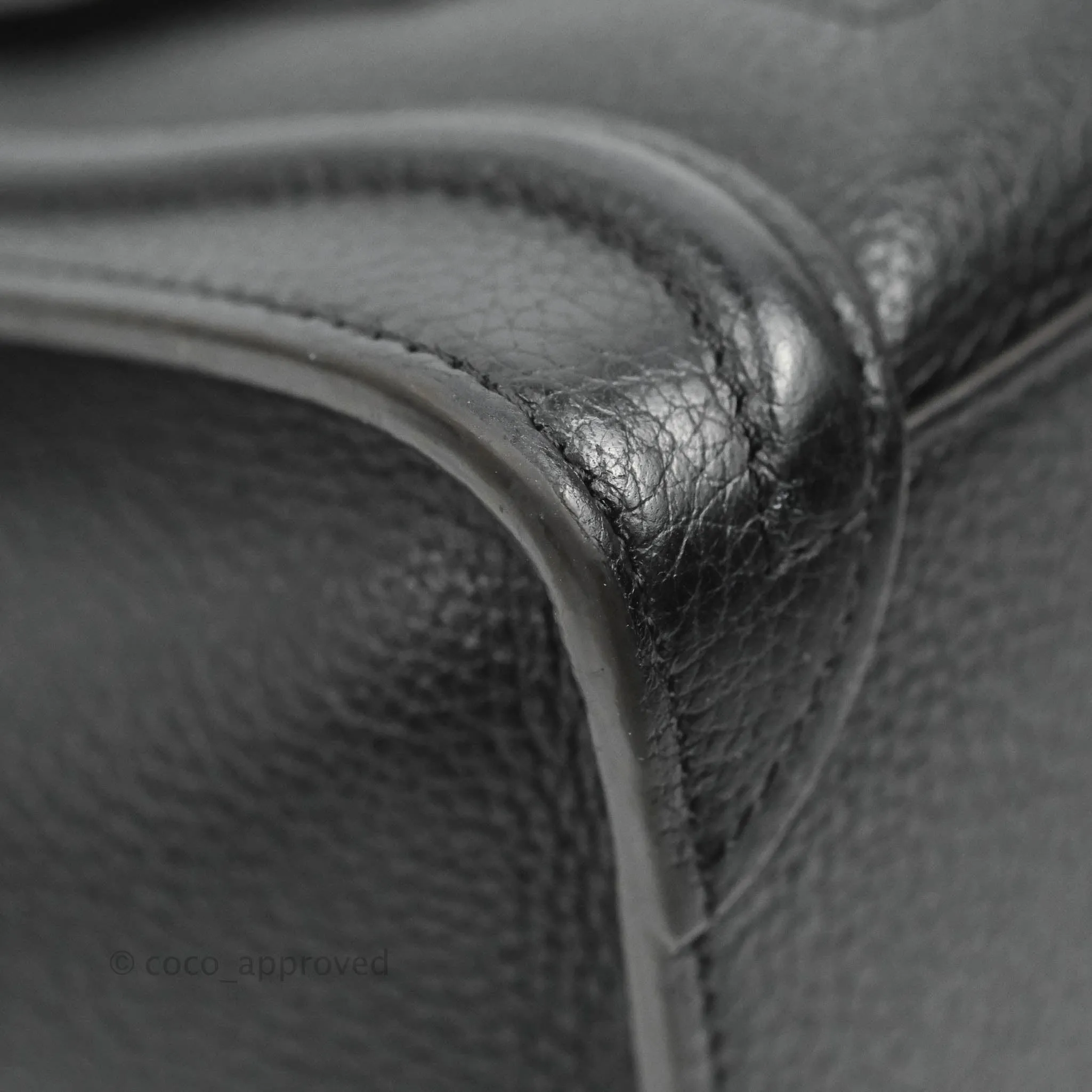 Celine Nano Luggage Black Drummed Calfskin Silver Hardware