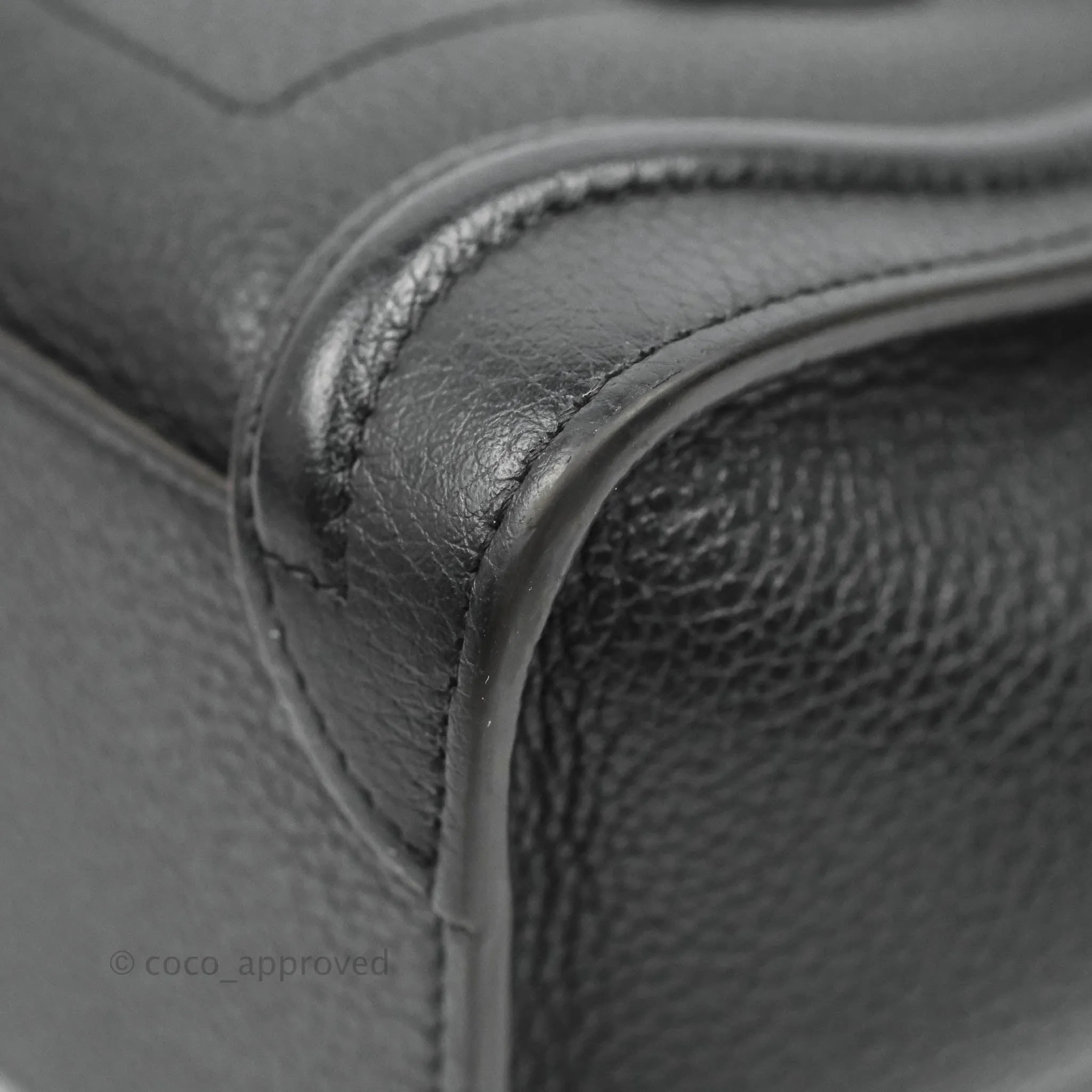 Celine Nano Luggage Black Drummed Calfskin Silver Hardware