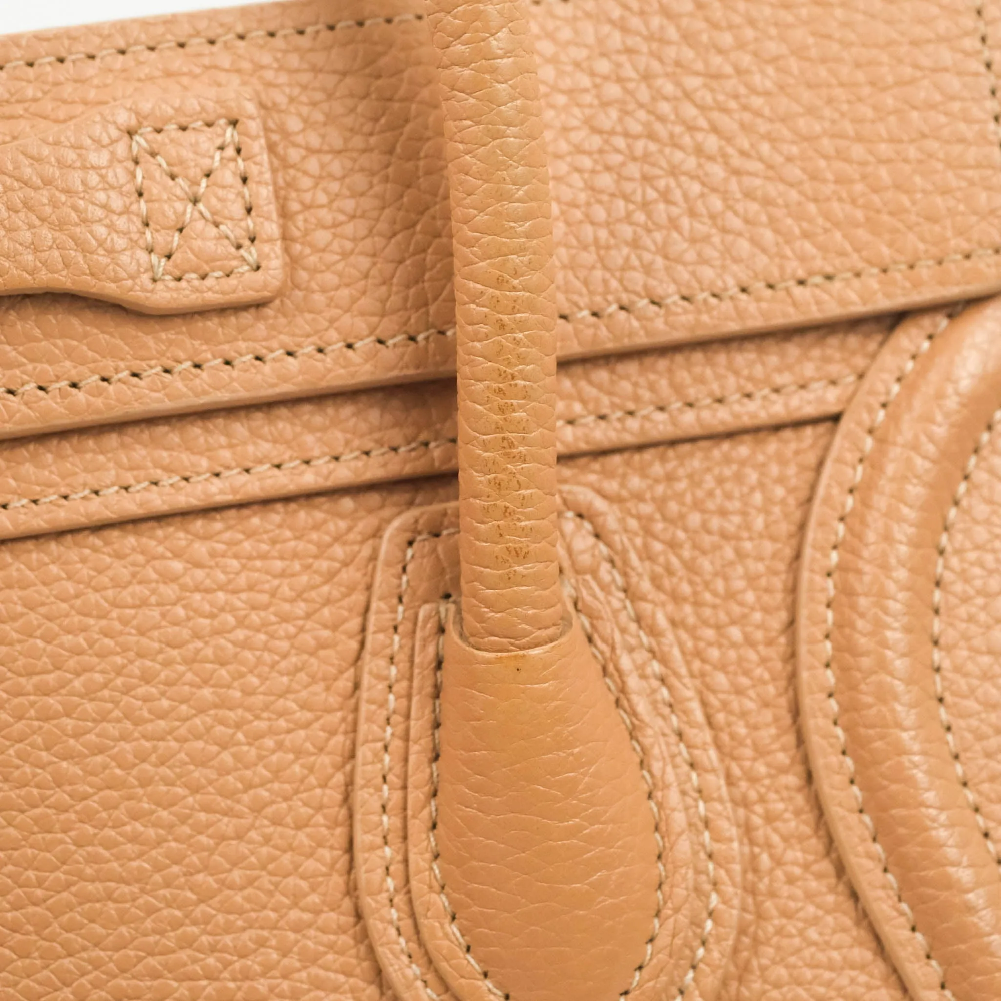 Celine Nano Luggage Drummed Beige Pink Calfskin