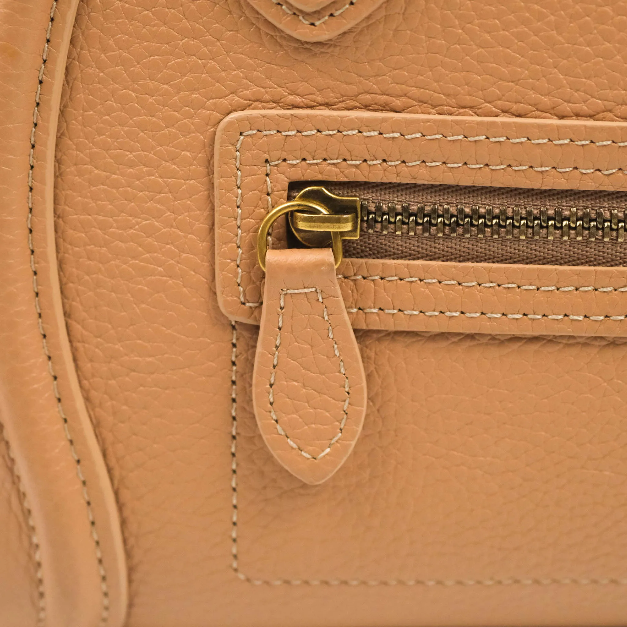 Celine Nano Luggage Drummed Beige Pink Calfskin