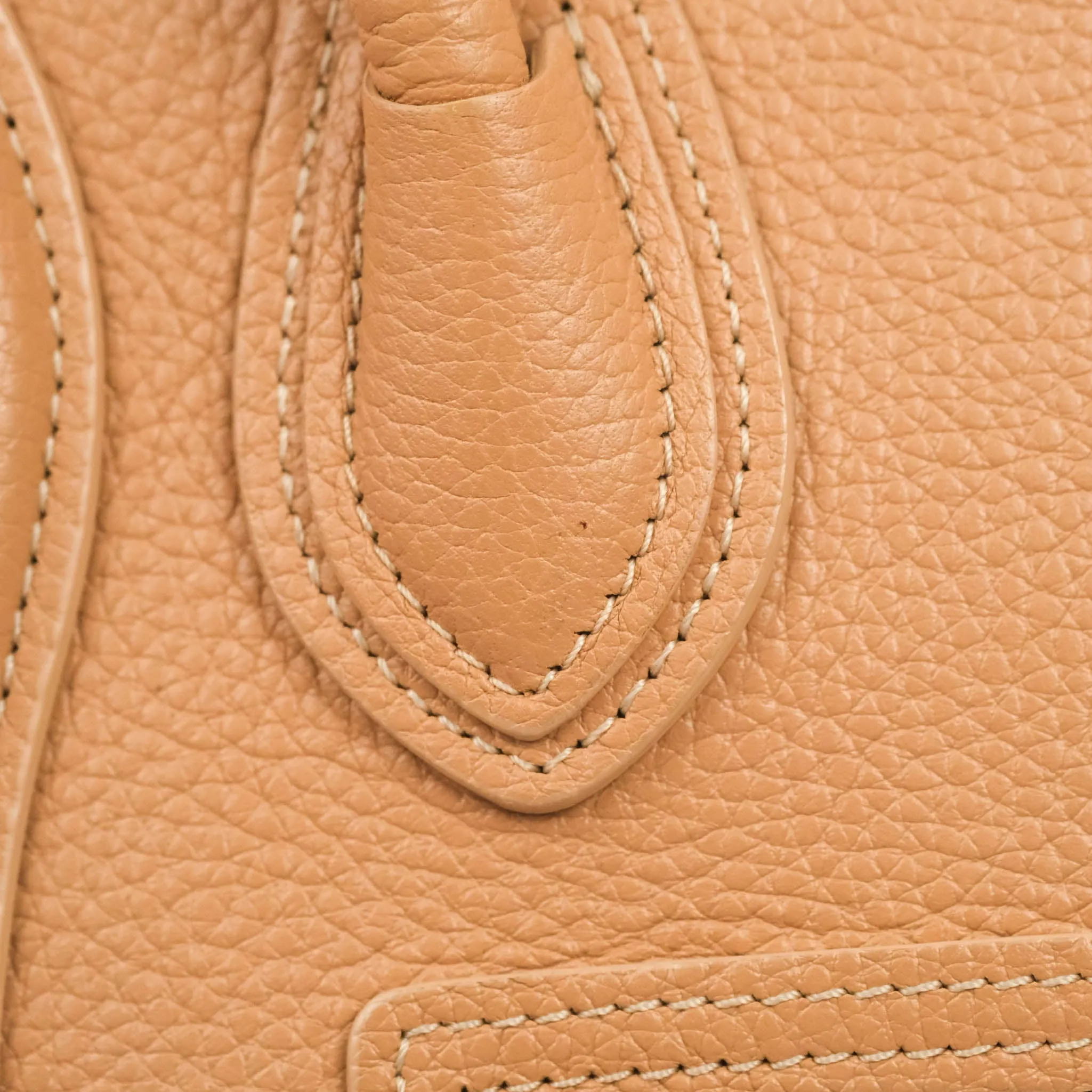 Celine Nano Luggage Drummed Beige Pink Calfskin