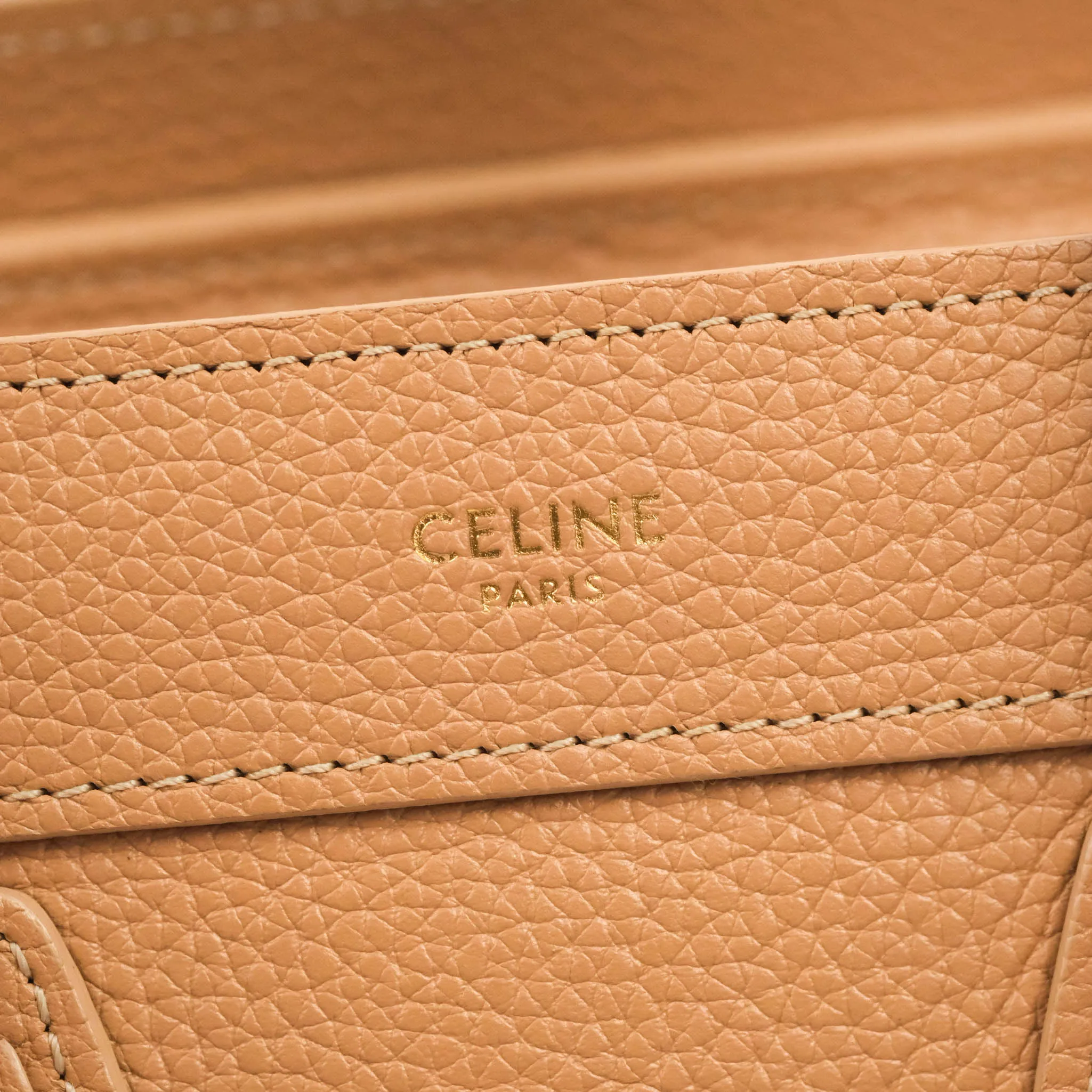 Celine Nano Luggage Drummed Beige Pink Calfskin