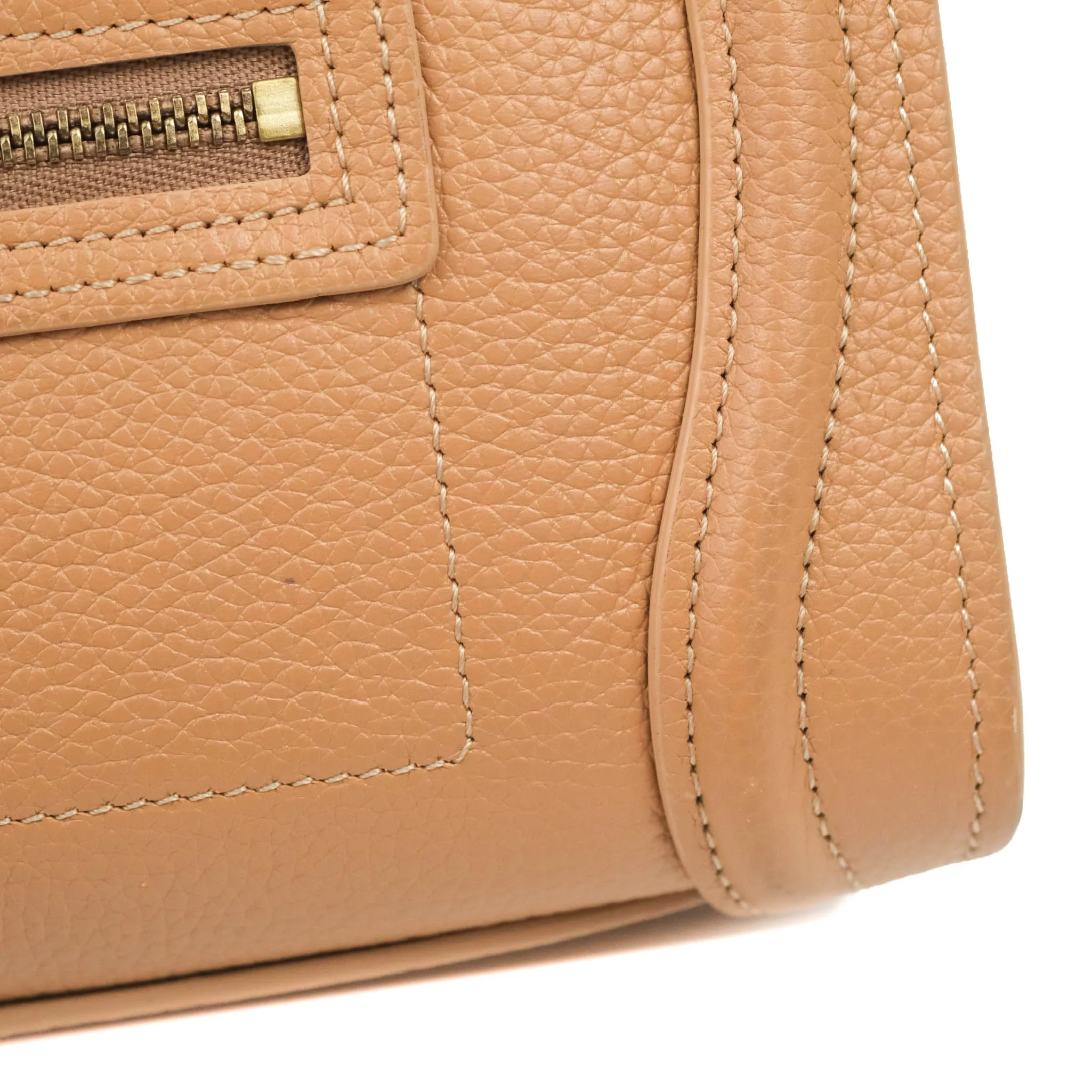 Celine Nano Luggage Drummed Beige Pink Calfskin