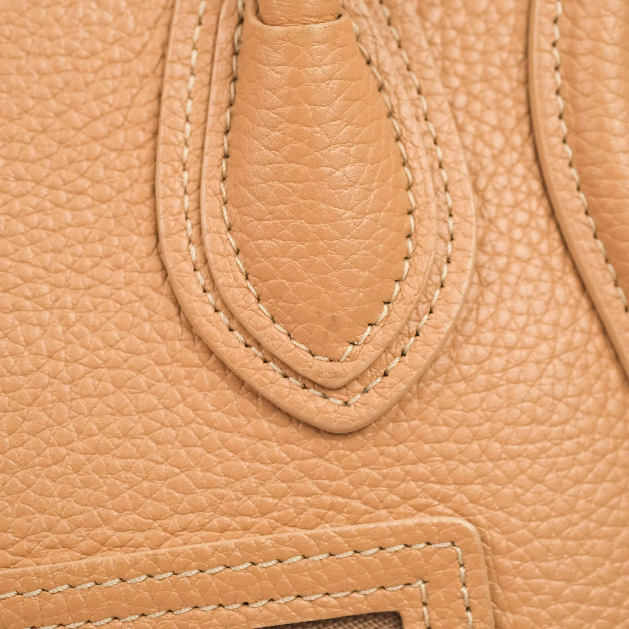 Celine Nano Luggage Drummed Beige Pink Calfskin