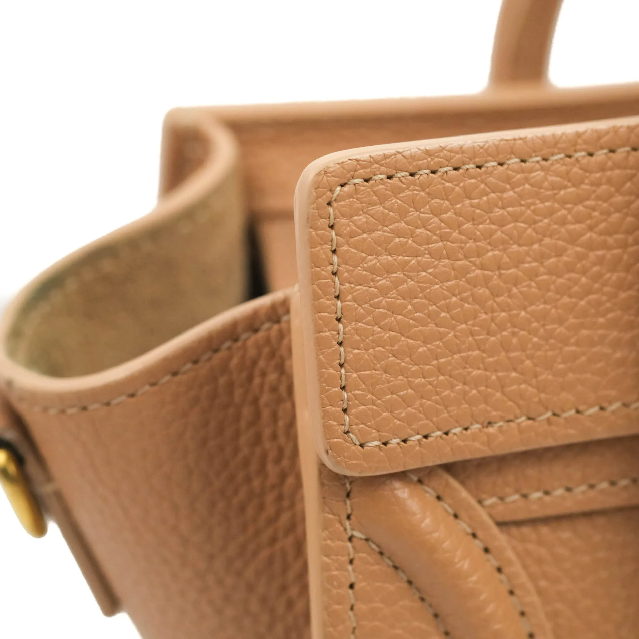 Celine Nano Luggage Drummed Beige Pink Calfskin