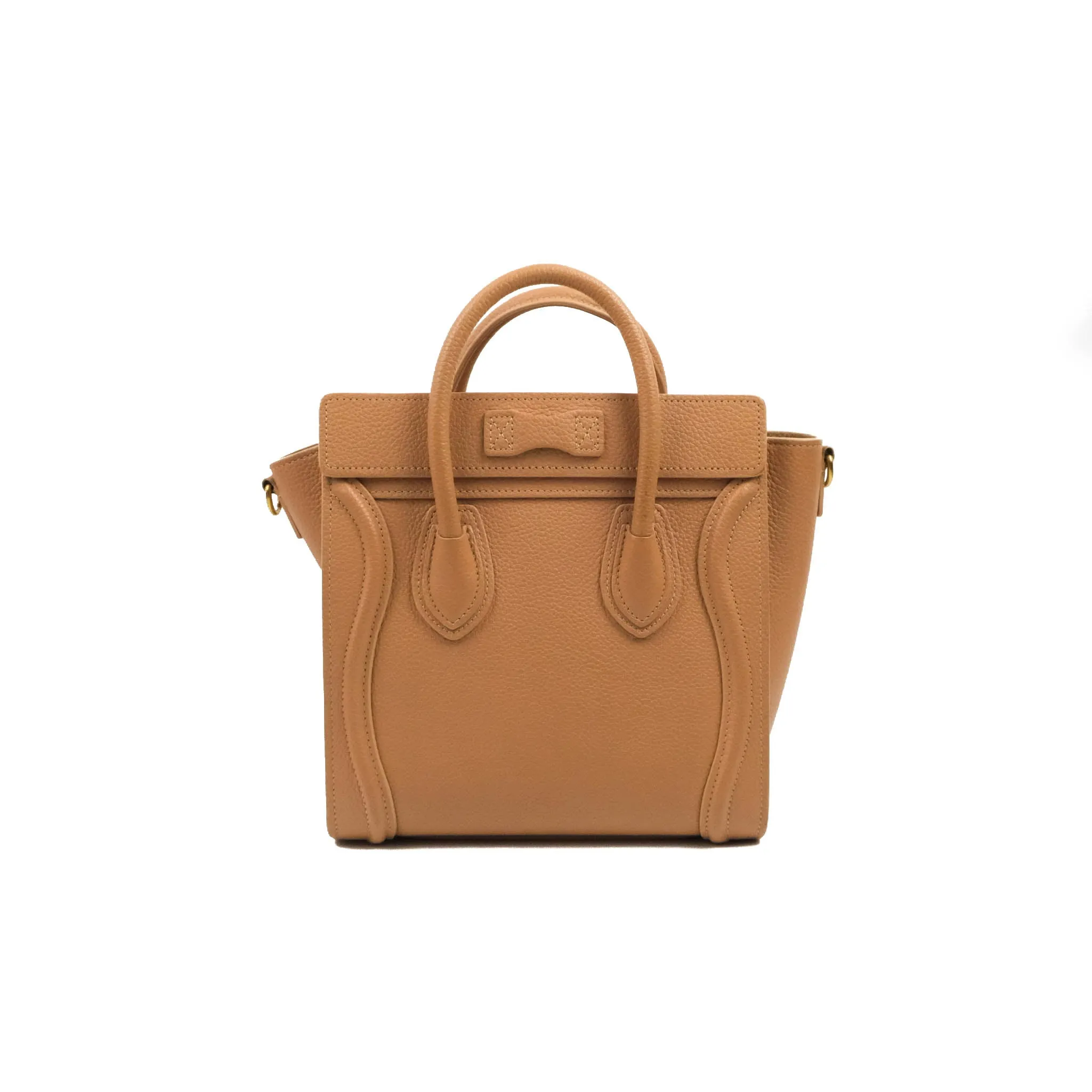Celine Nano Luggage Drummed Beige Pink Calfskin