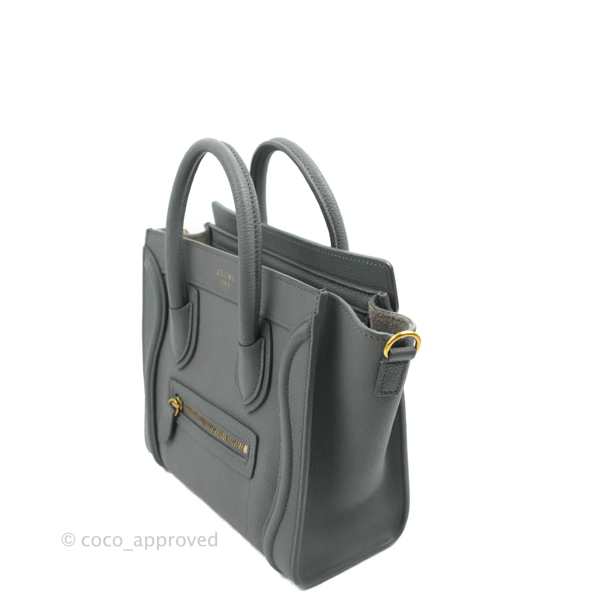 Celine Nano Luggage Grey Drummed Calfskin