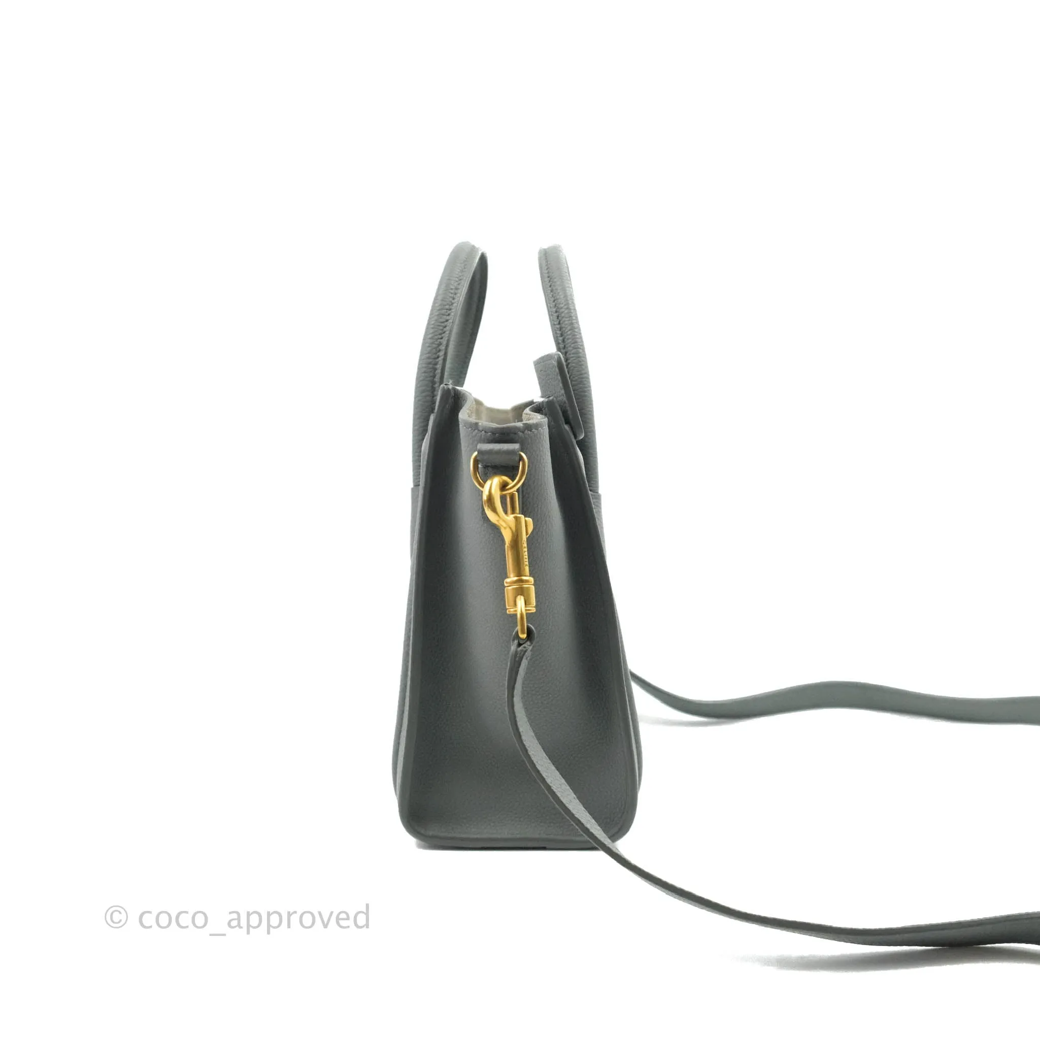 Celine Nano Luggage Grey Drummed Calfskin