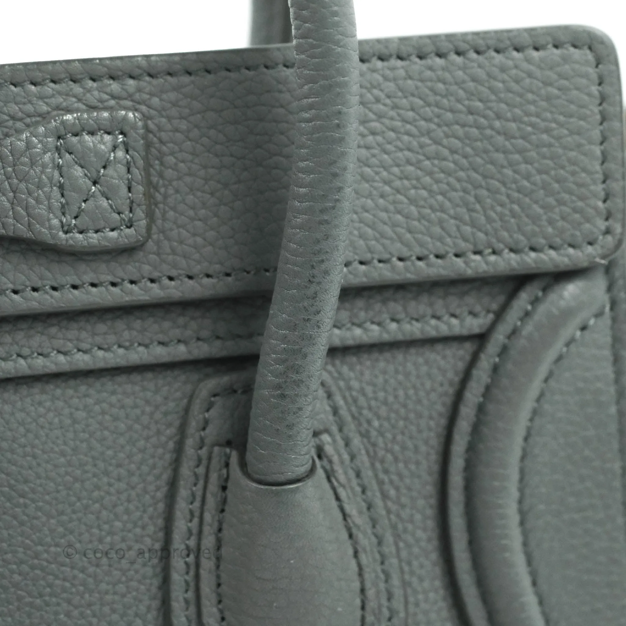 Celine Nano Luggage Grey Drummed Calfskin