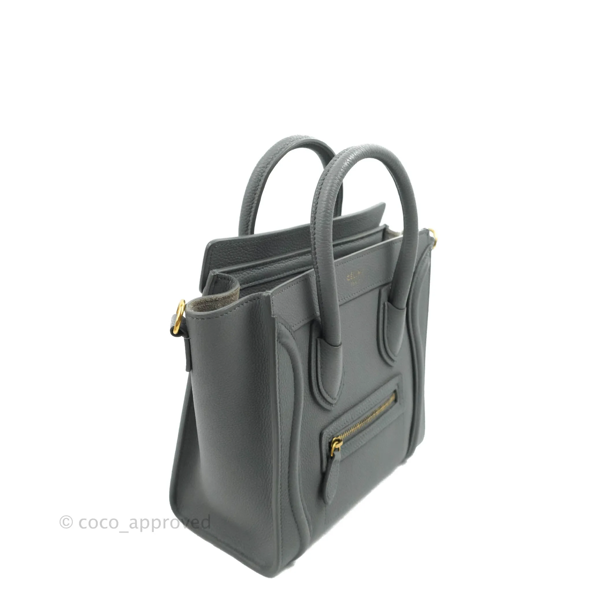 Celine Nano Luggage Grey Drummed Calfskin