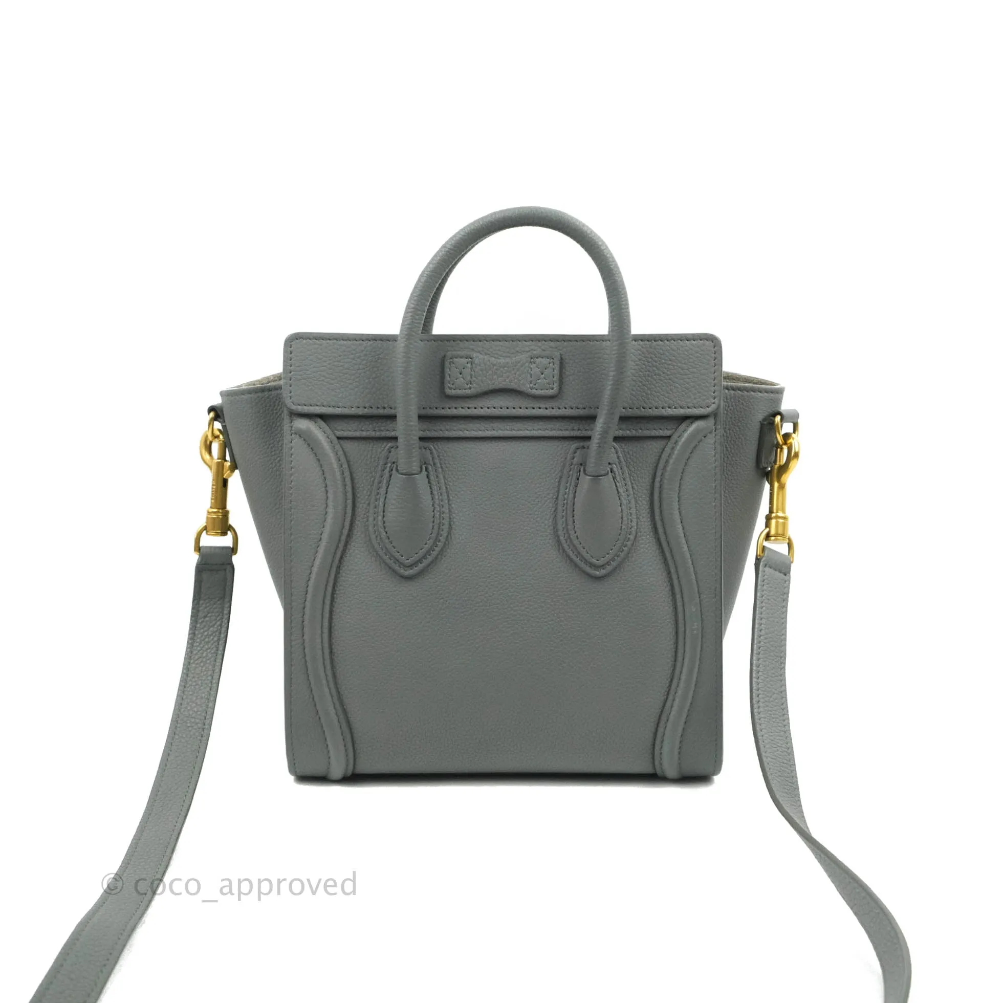 Celine Nano Luggage Grey Drummed Calfskin