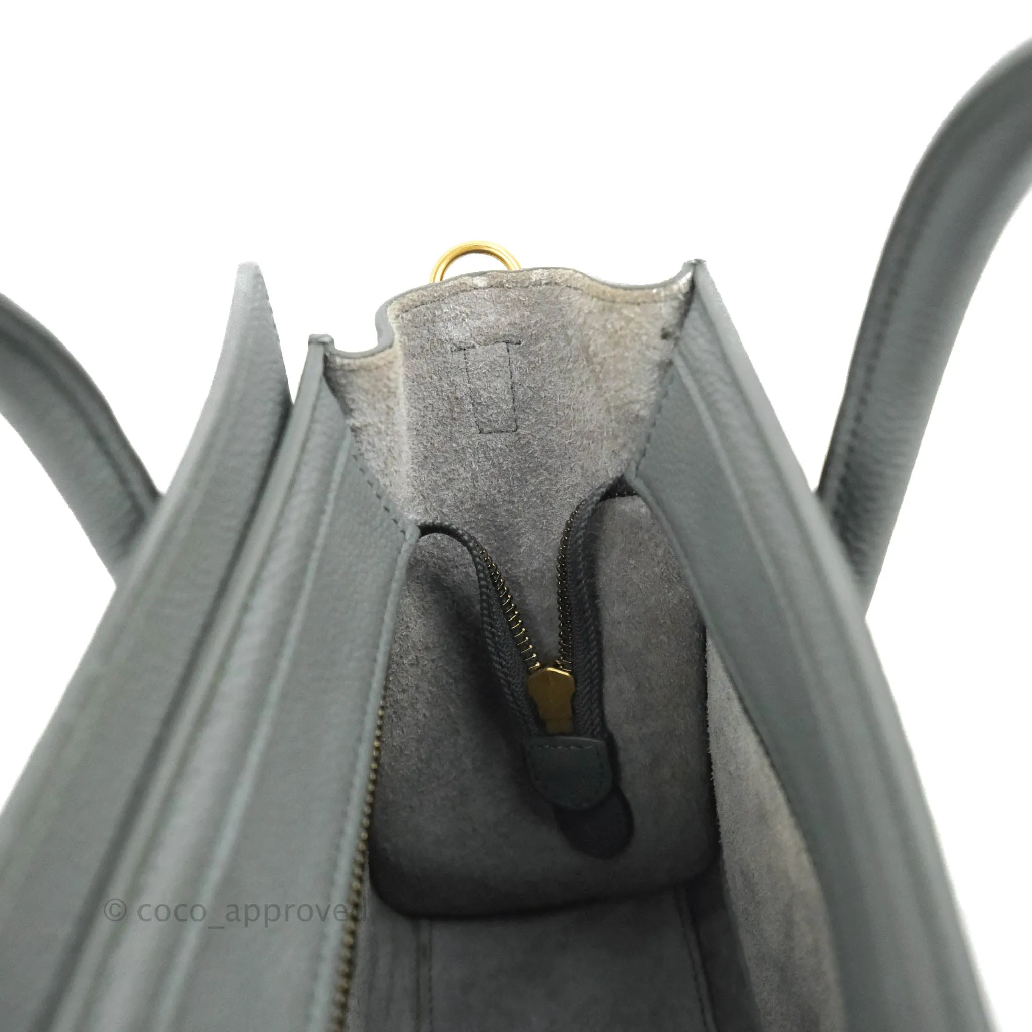 Celine Nano Luggage Grey Drummed Calfskin