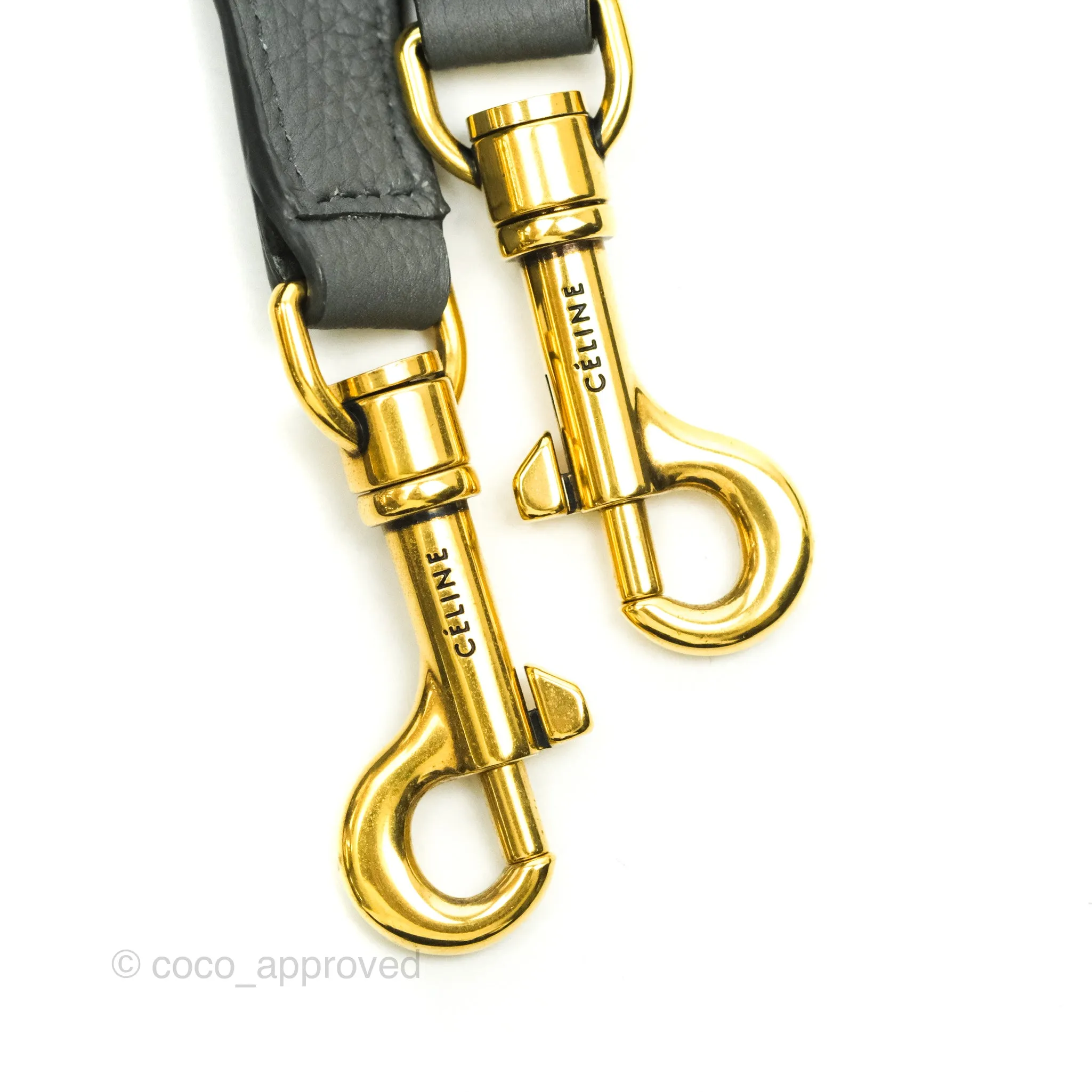 Celine Nano Luggage Grey Grained Calfskin Gold Hardware
