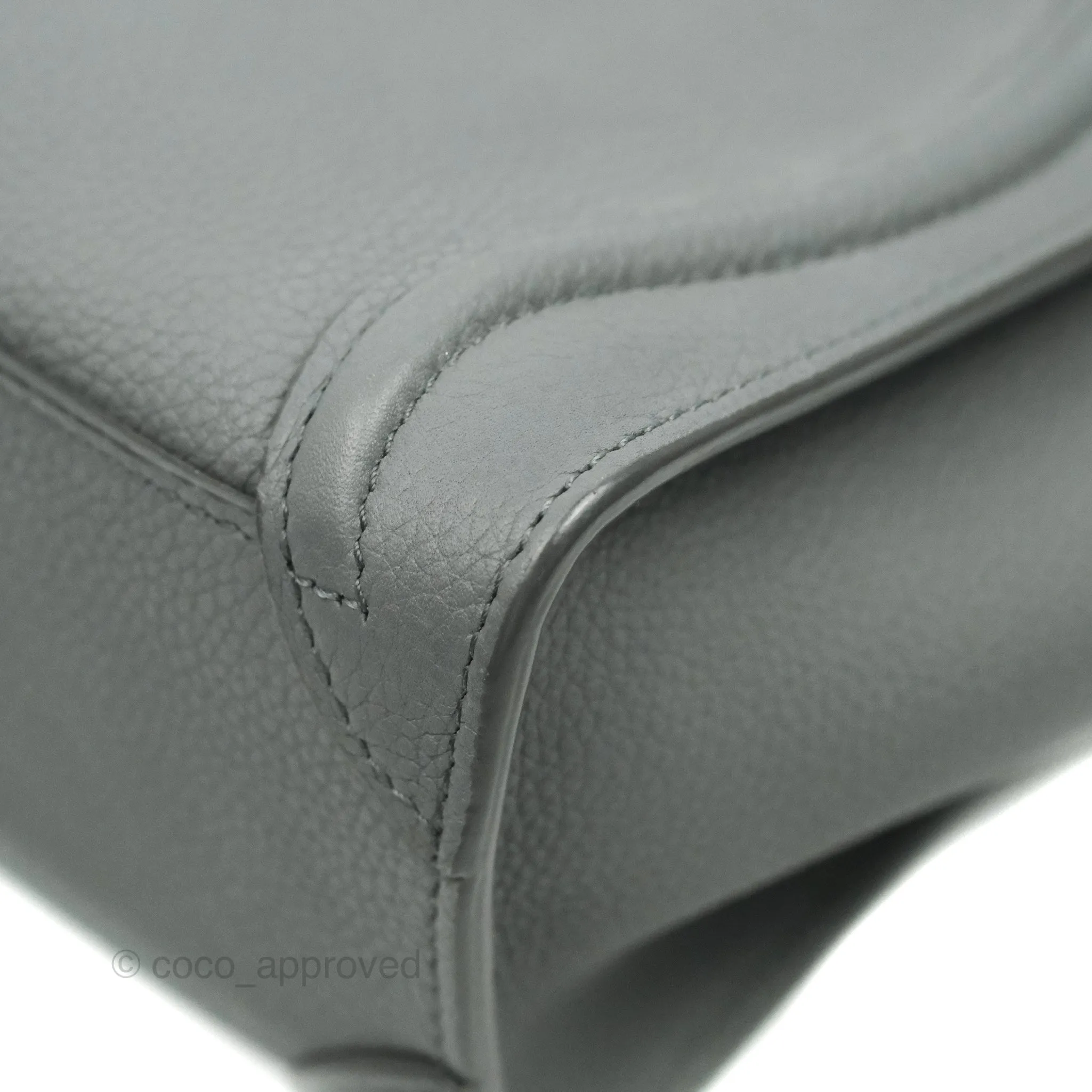 Celine Nano Luggage Grey Grained Calfskin Gold Hardware