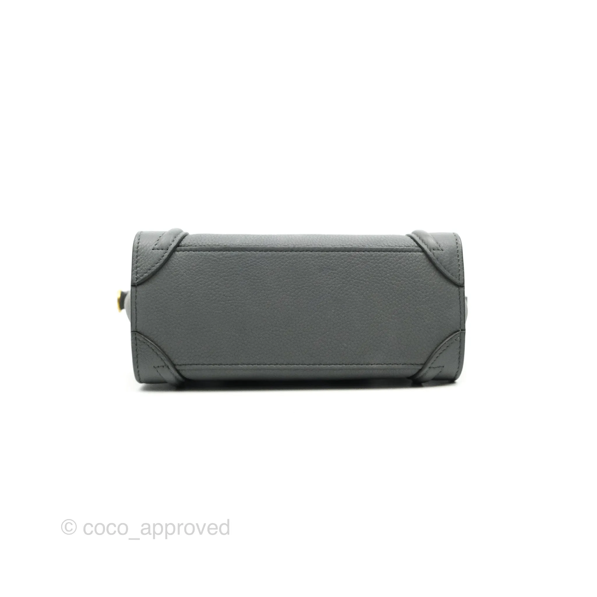 Celine Nano Luggage Grey Grained Calfskin Gold Hardware