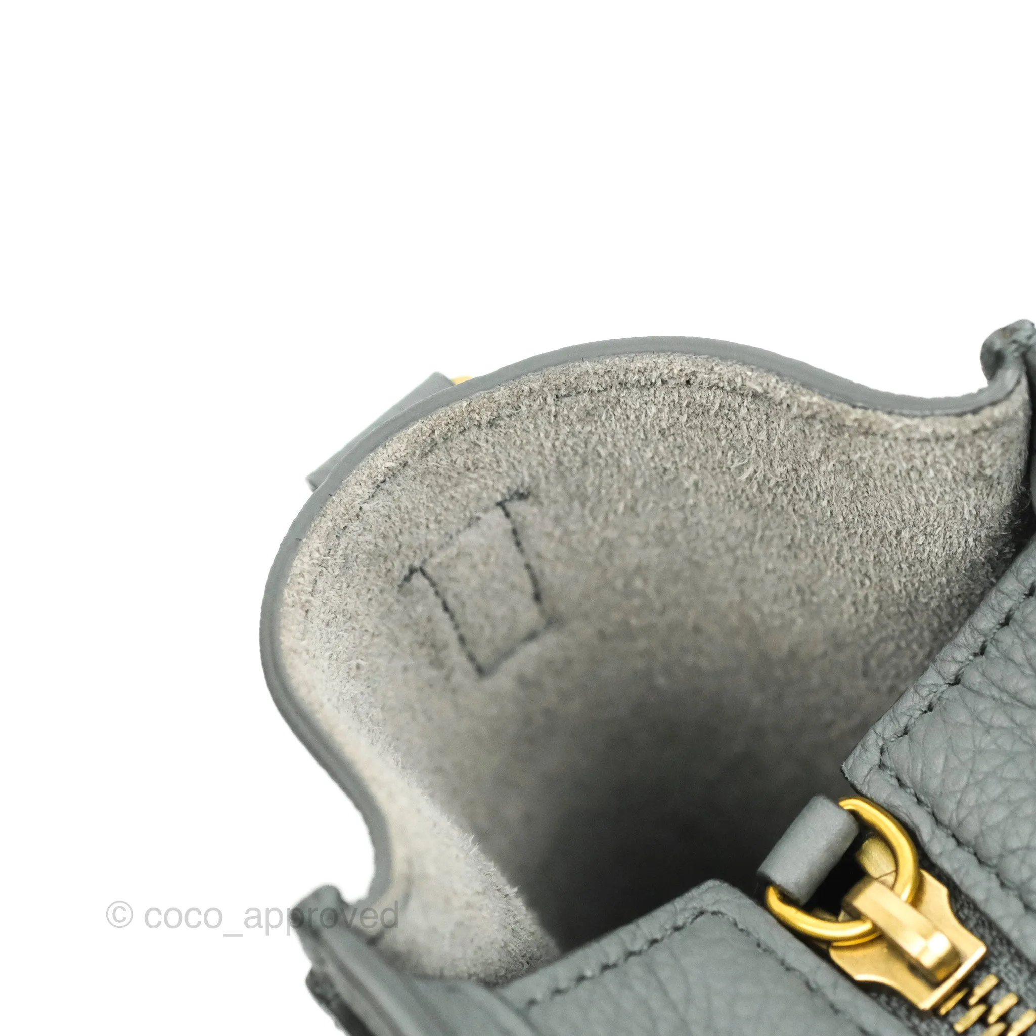 Celine Nano Luggage Grey Grained Calfskin Gold Hardware