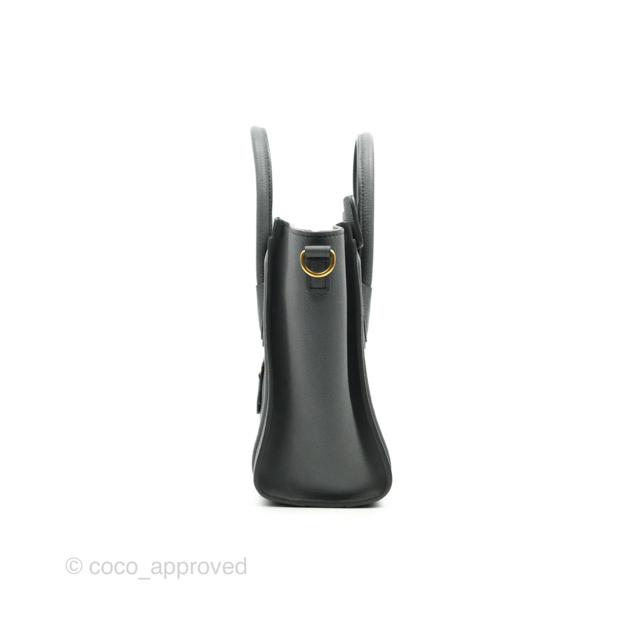 Celine Nano Luggage Grey Grained Calfskin Gold Hardware