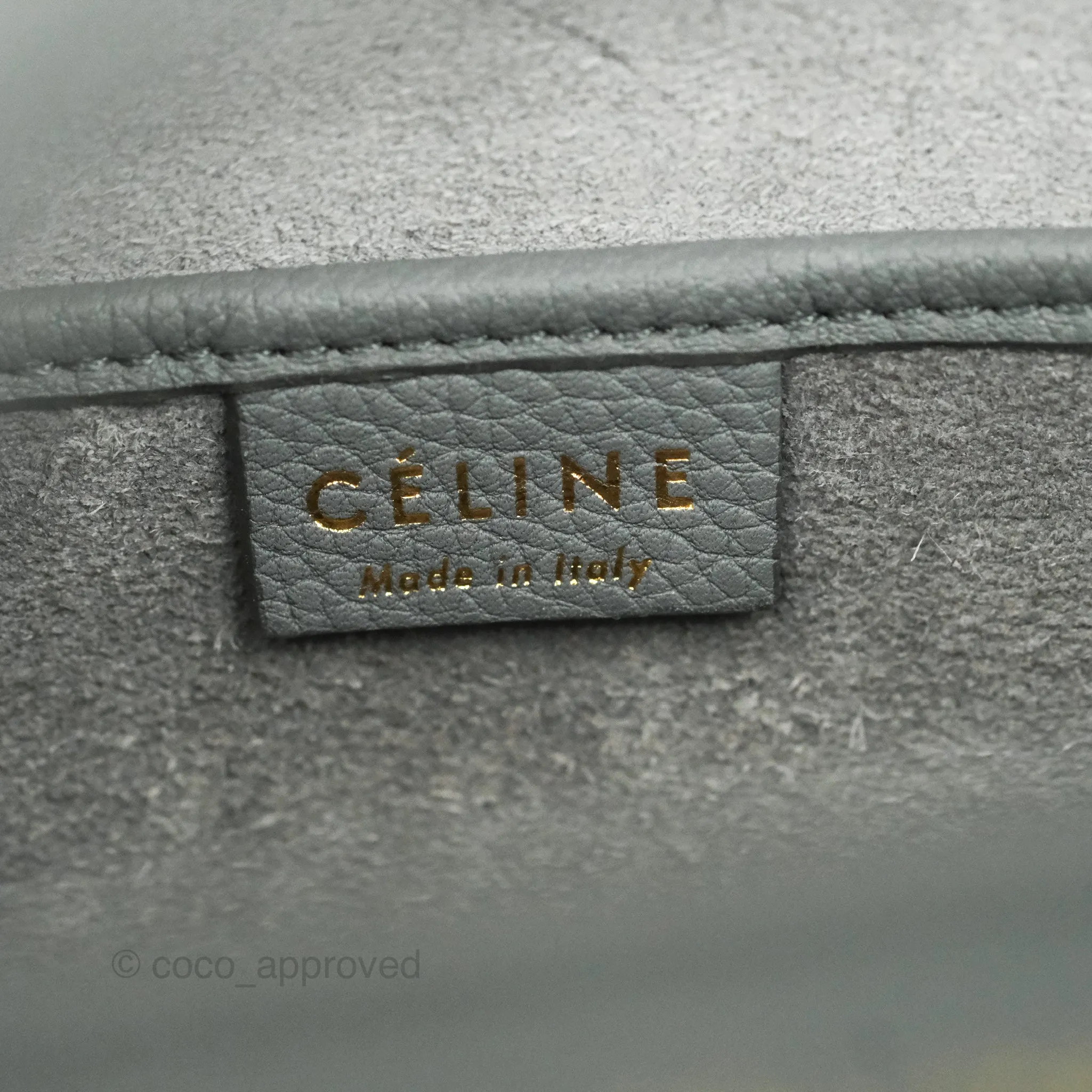 Celine Nano Luggage Grey Grained Calfskin Gold Hardware