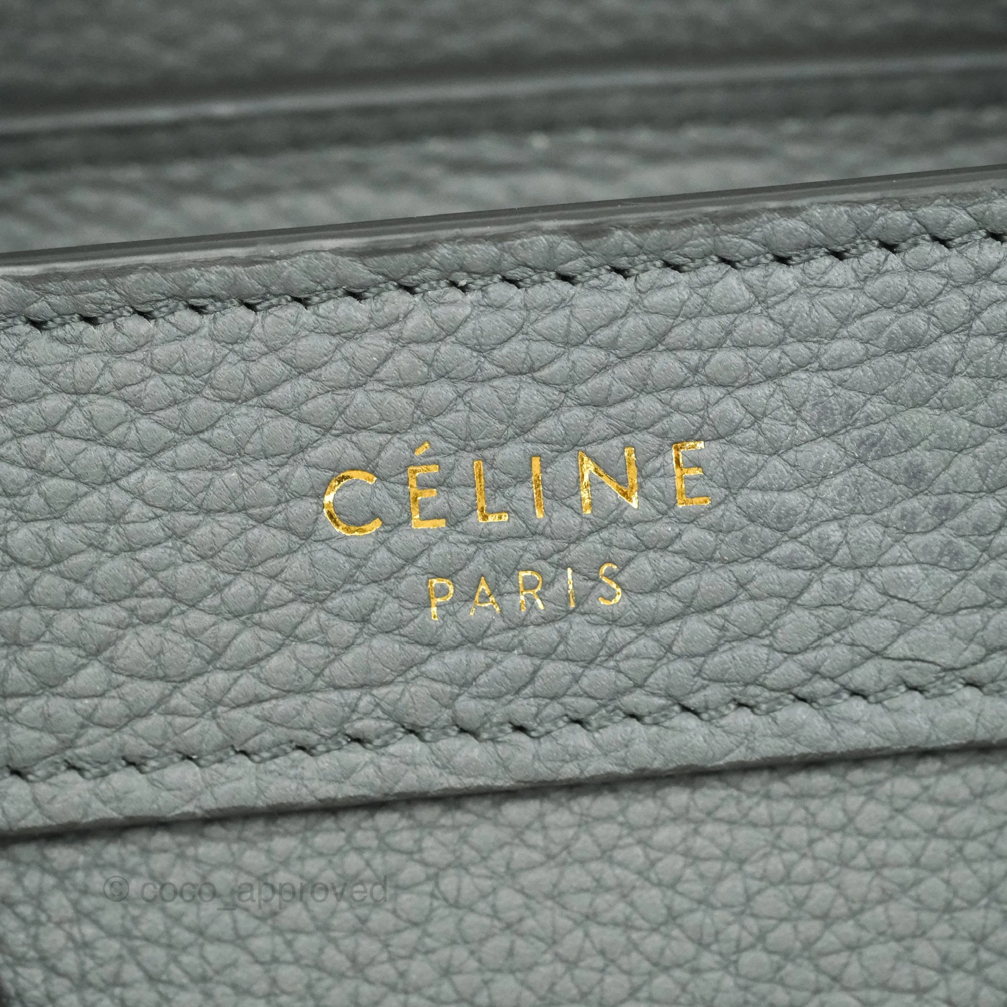 Celine Nano Luggage Grey Grained Calfskin Gold Hardware